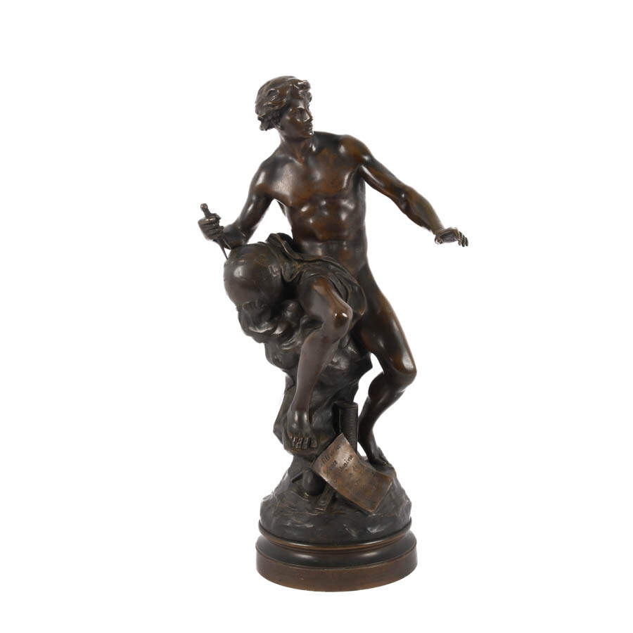 Antique French Bronze Sculpture "Fils de la Science" By Émile Louis Picault-1