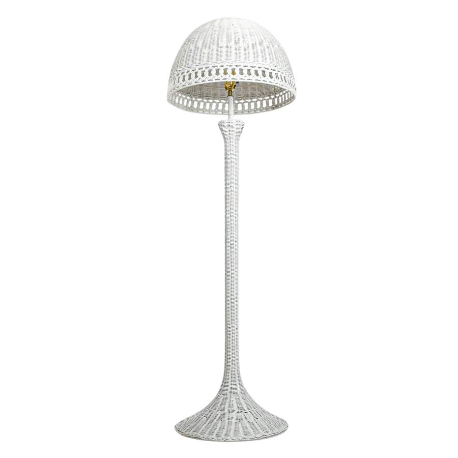 White Wicker Floor Lamp-2
