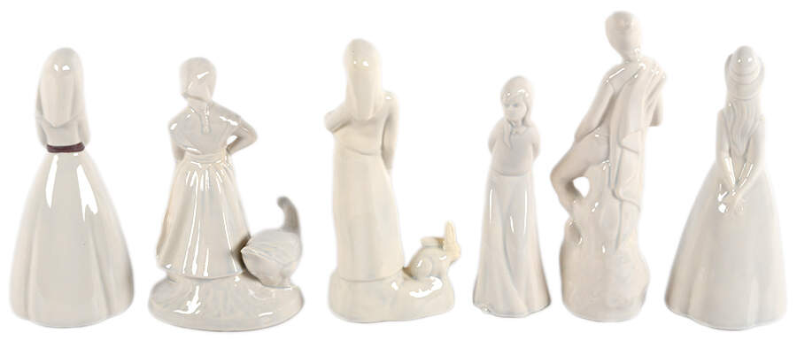 Set of Six Porcelain Figural Volk Figurines-2