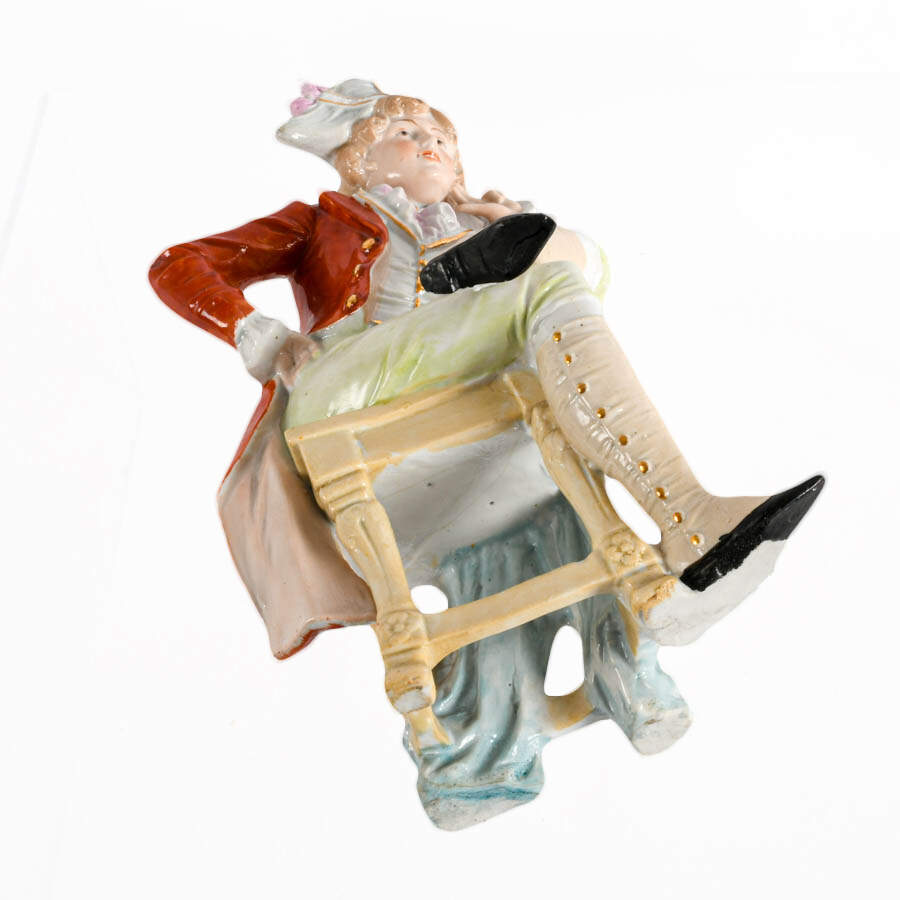 Antique German Porcelain Seated Man Statue-7