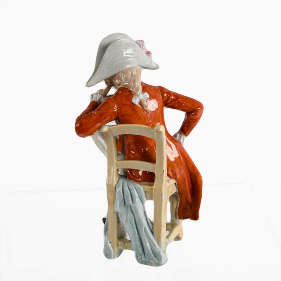 Antique German Porcelain Seated Man Statue-5