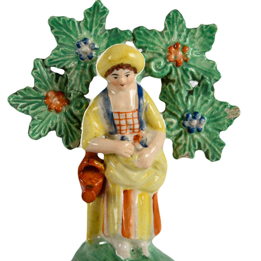 Staffordshire Pearlware Ceramic Woman Bocage Figure-6