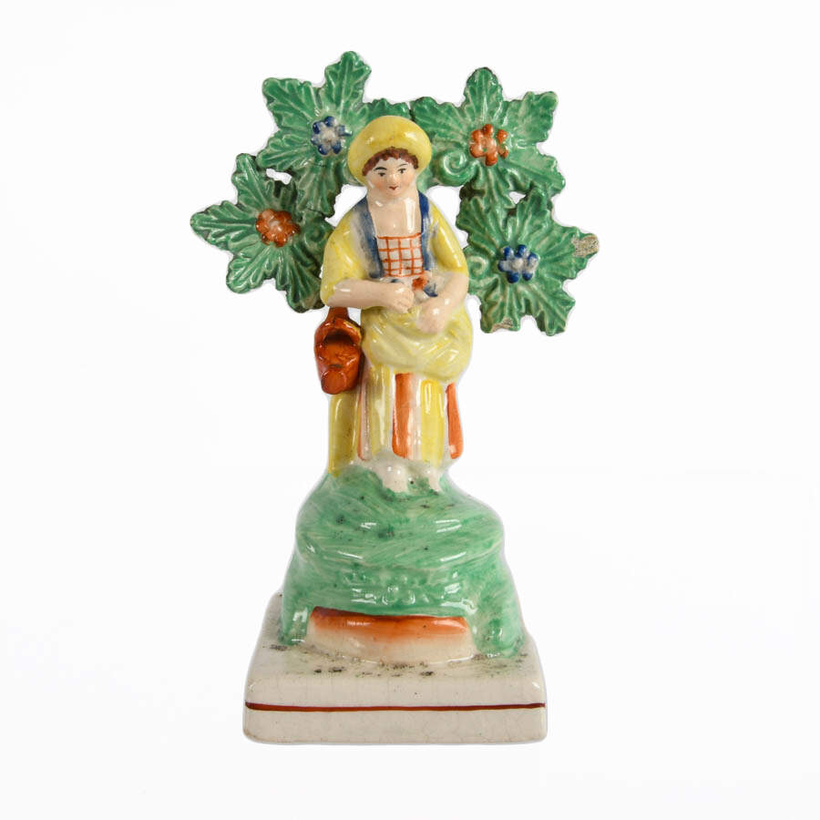 Staffordshire Pearlware Ceramic Woman Bocage Figure-1