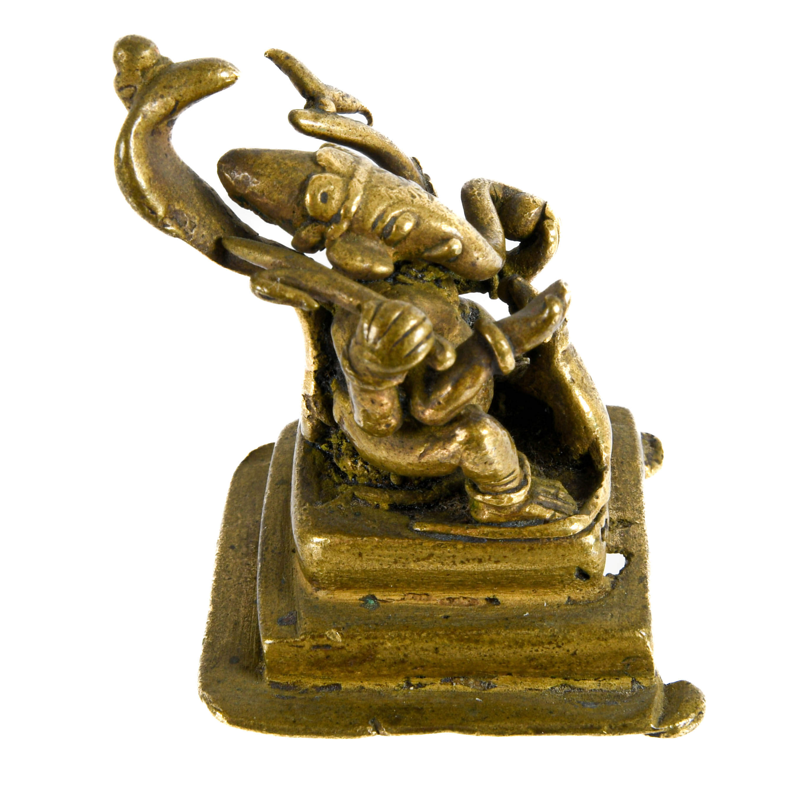 Antique Lord Ganesh Brass Pilgrimage Figure-5