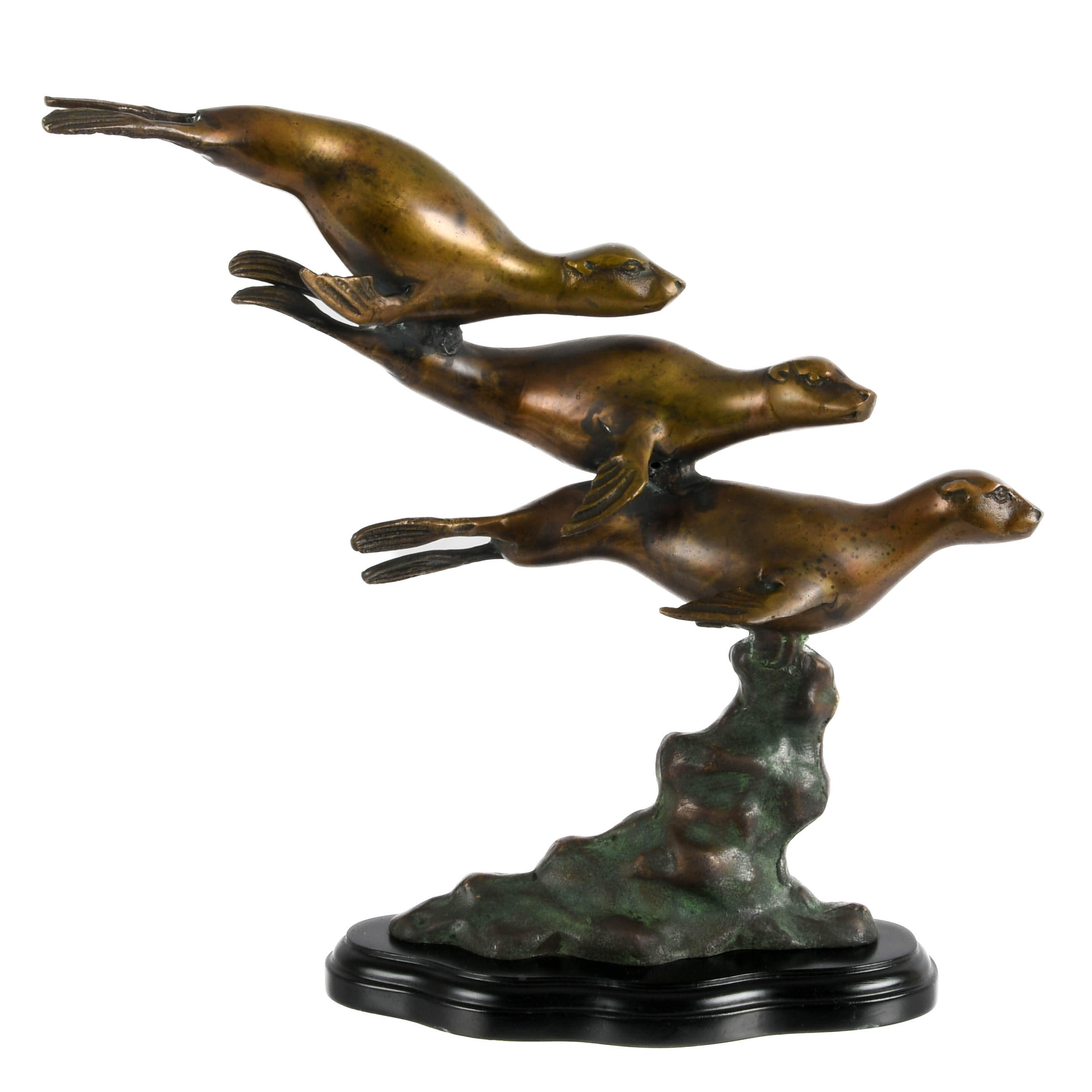 Bronze Statuette of a Pod of Seals-1