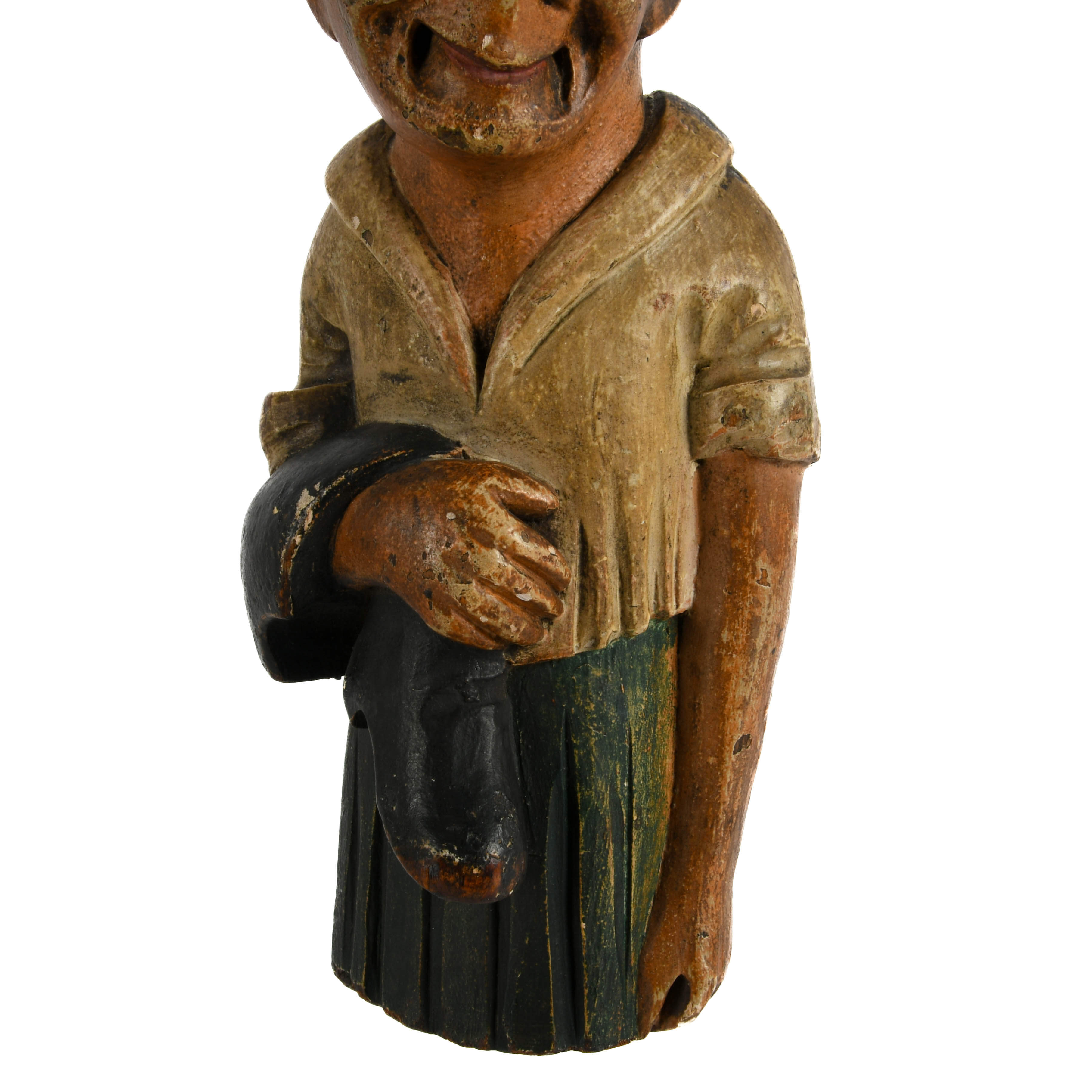 Antique Pair of Hand-Carved Mother and Son Polychrome Wood Figures-5