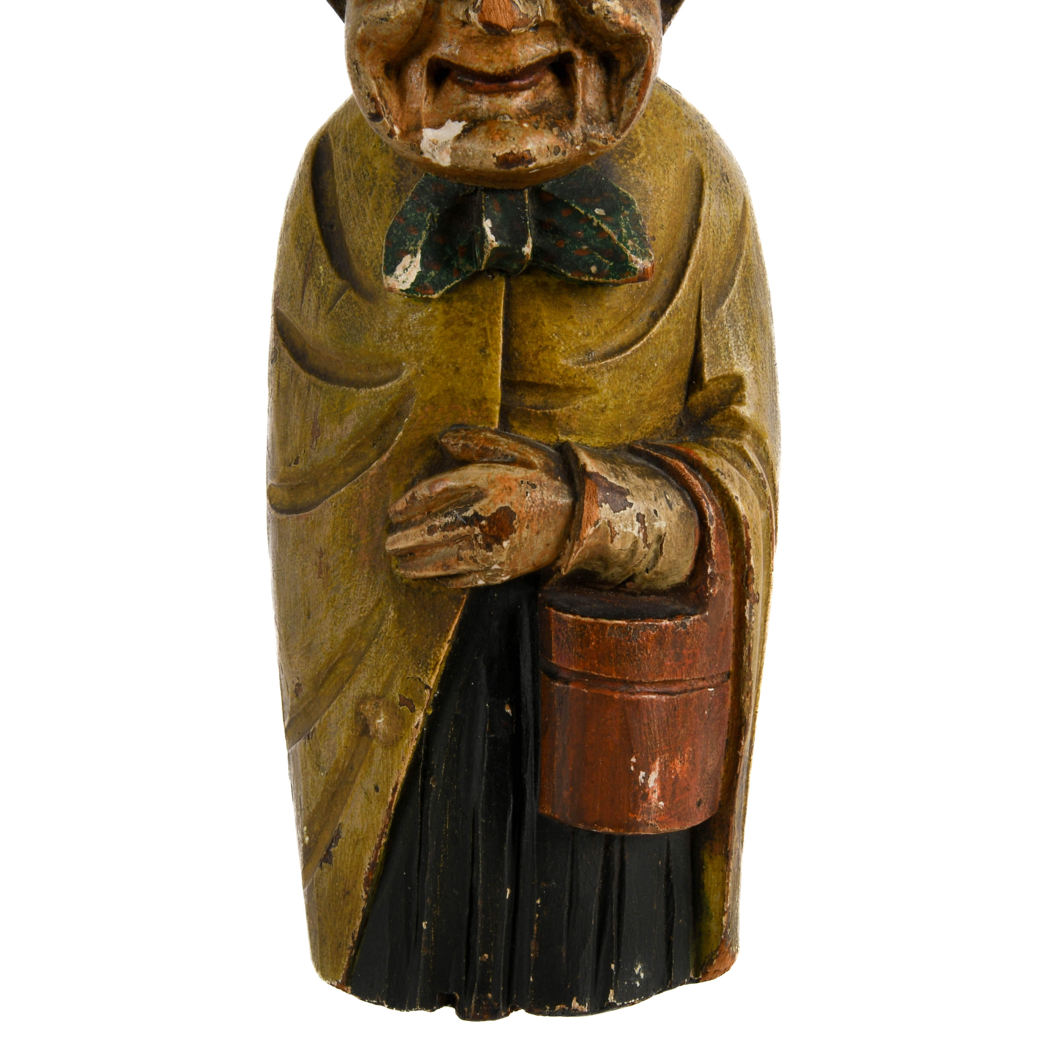 Antique Pair of Hand-Carved Mother and Son Polychrome Wood Figures-3