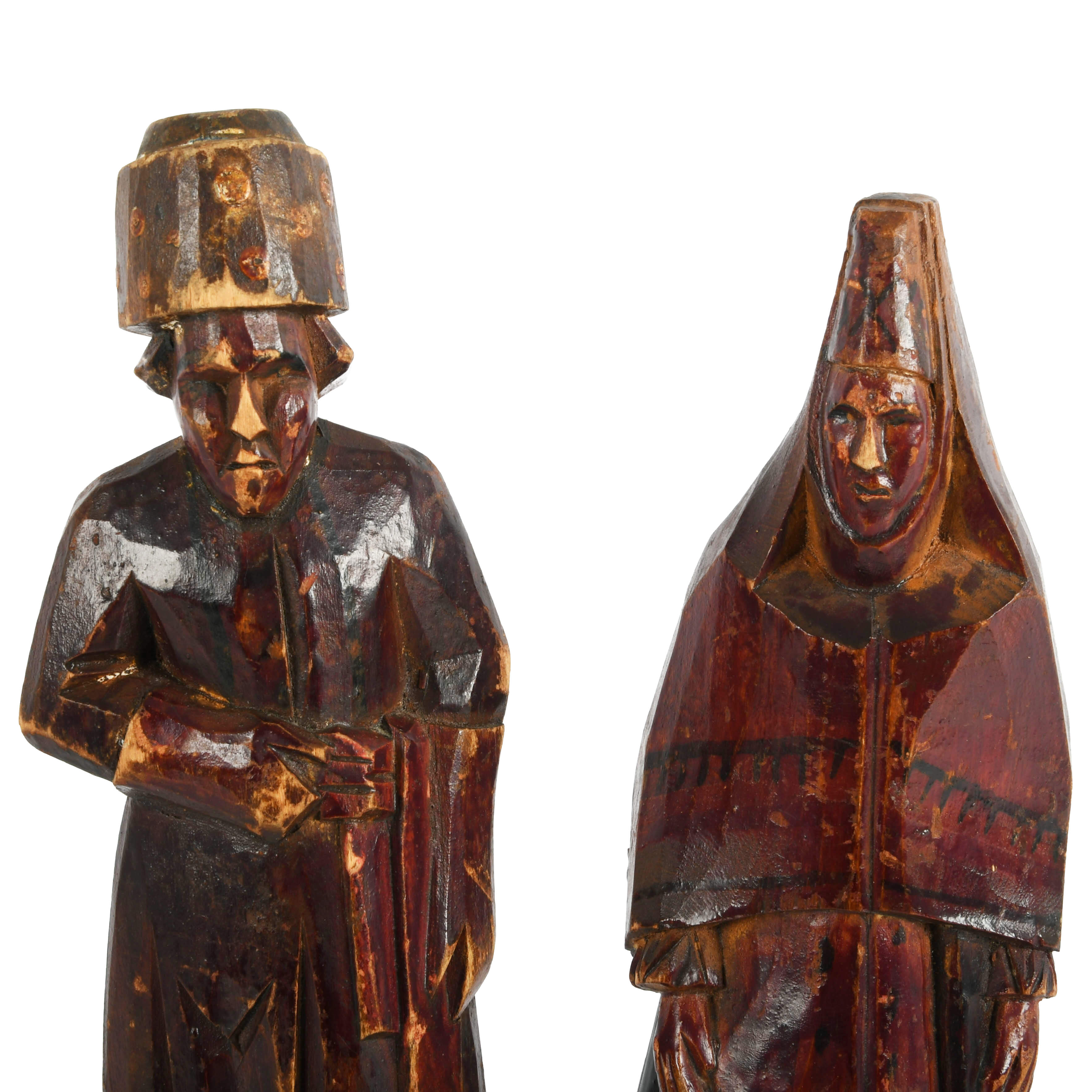 Group of Four Russian Folk-Art Hand-Carved Painted Wood-6