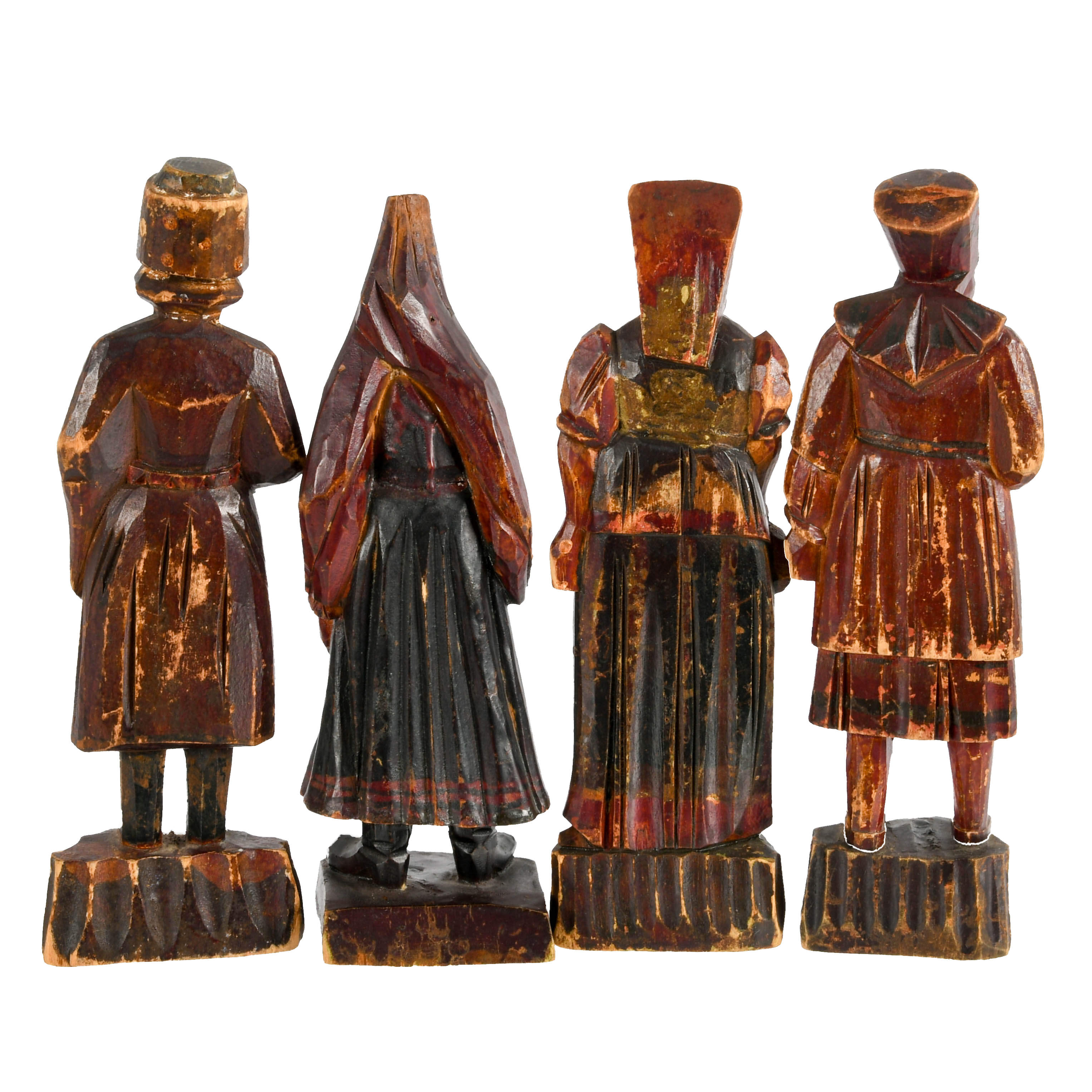 Group of Four Russian Folk-Art Hand-Carved Painted Wood-3