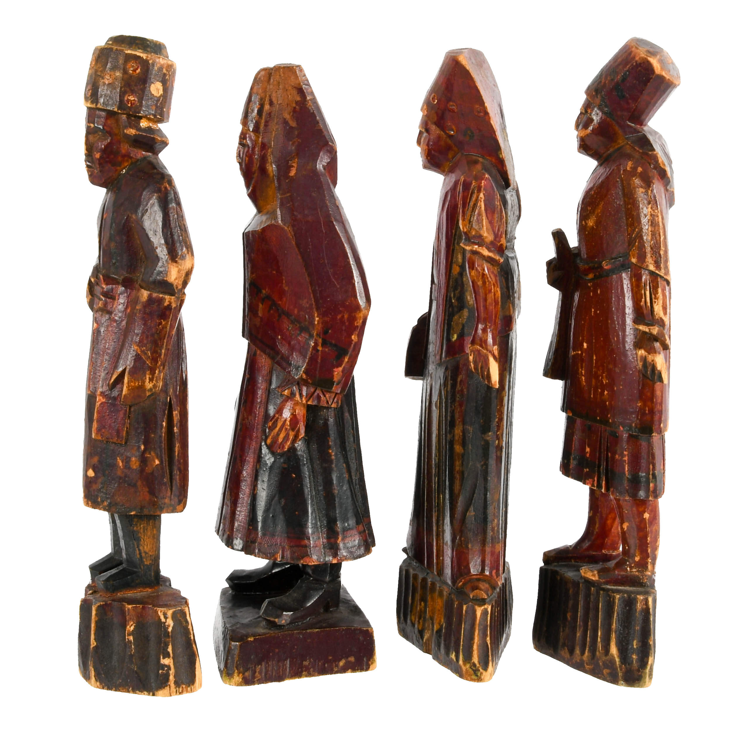 Group of Four Russian Folk-Art Hand-Carved Painted Wood-2