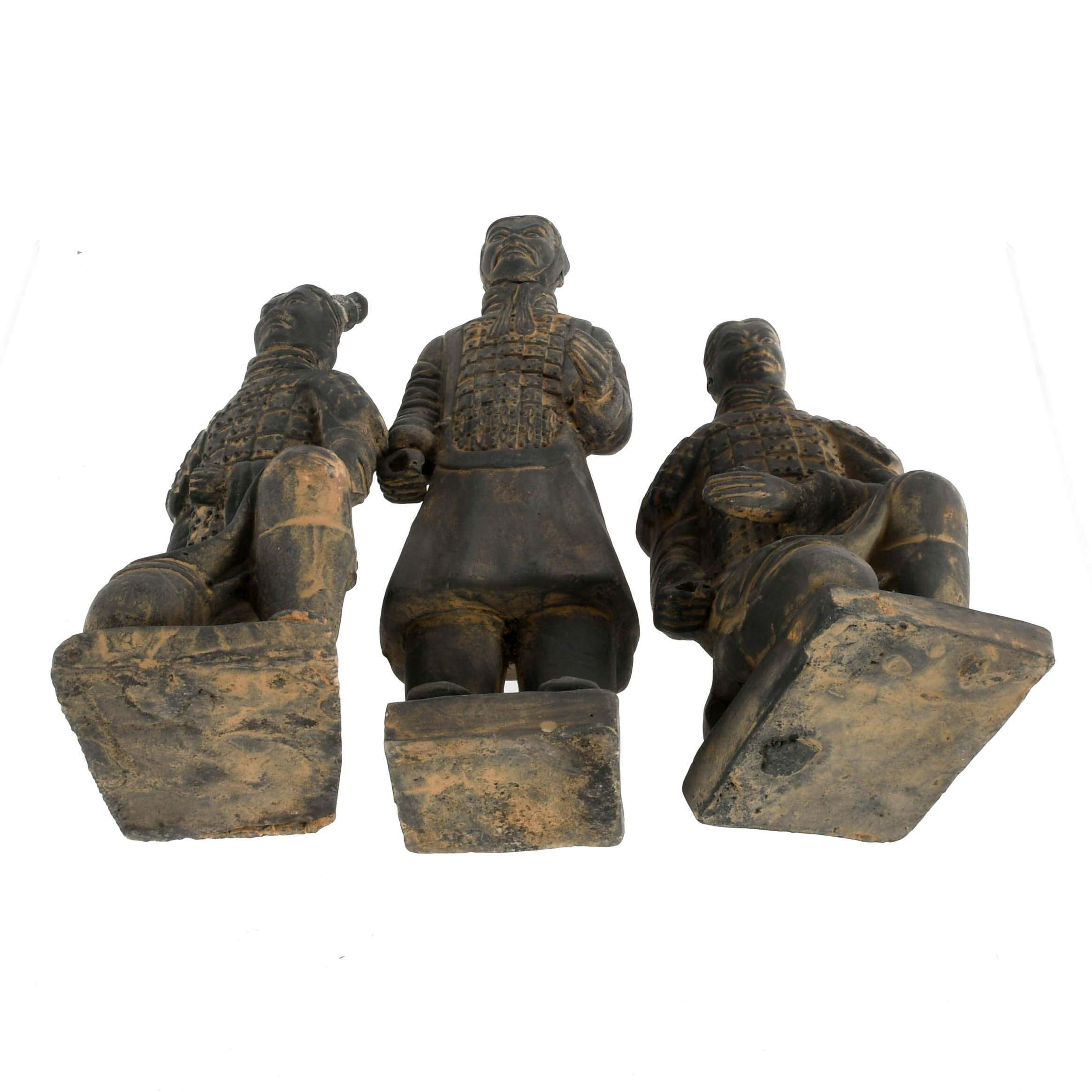 Group of Three Pottery Terracotta Warriors-8