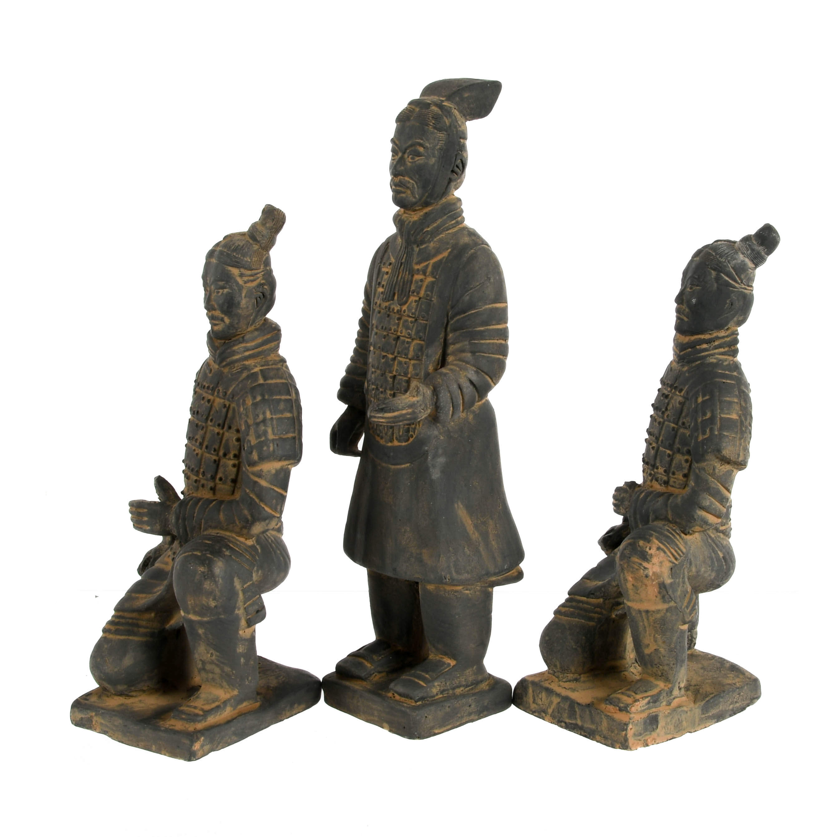 Group of Three Pottery Terracotta Warriors-2