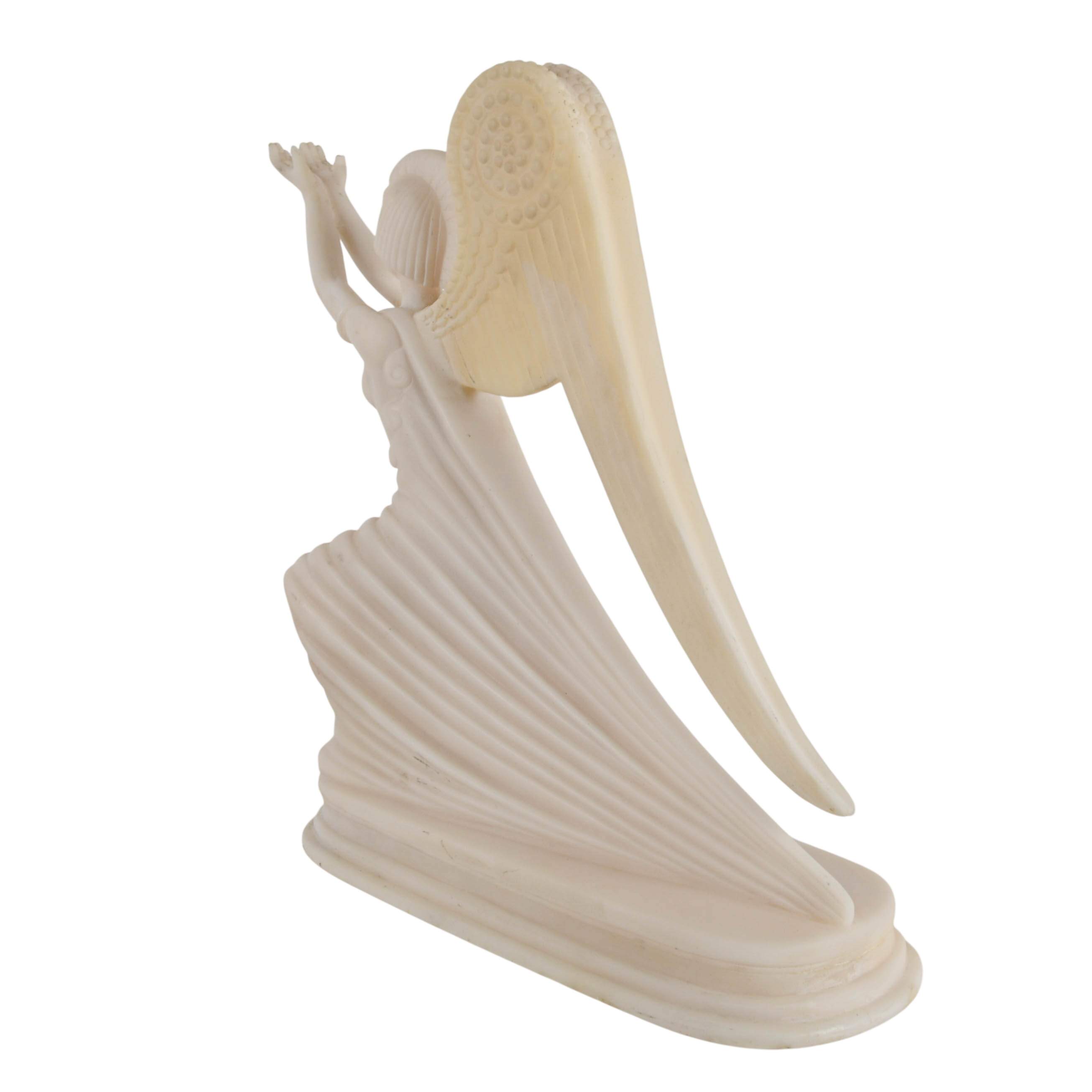 Art Deco-Style Alabaster Powder in Resin Angel Statue-4