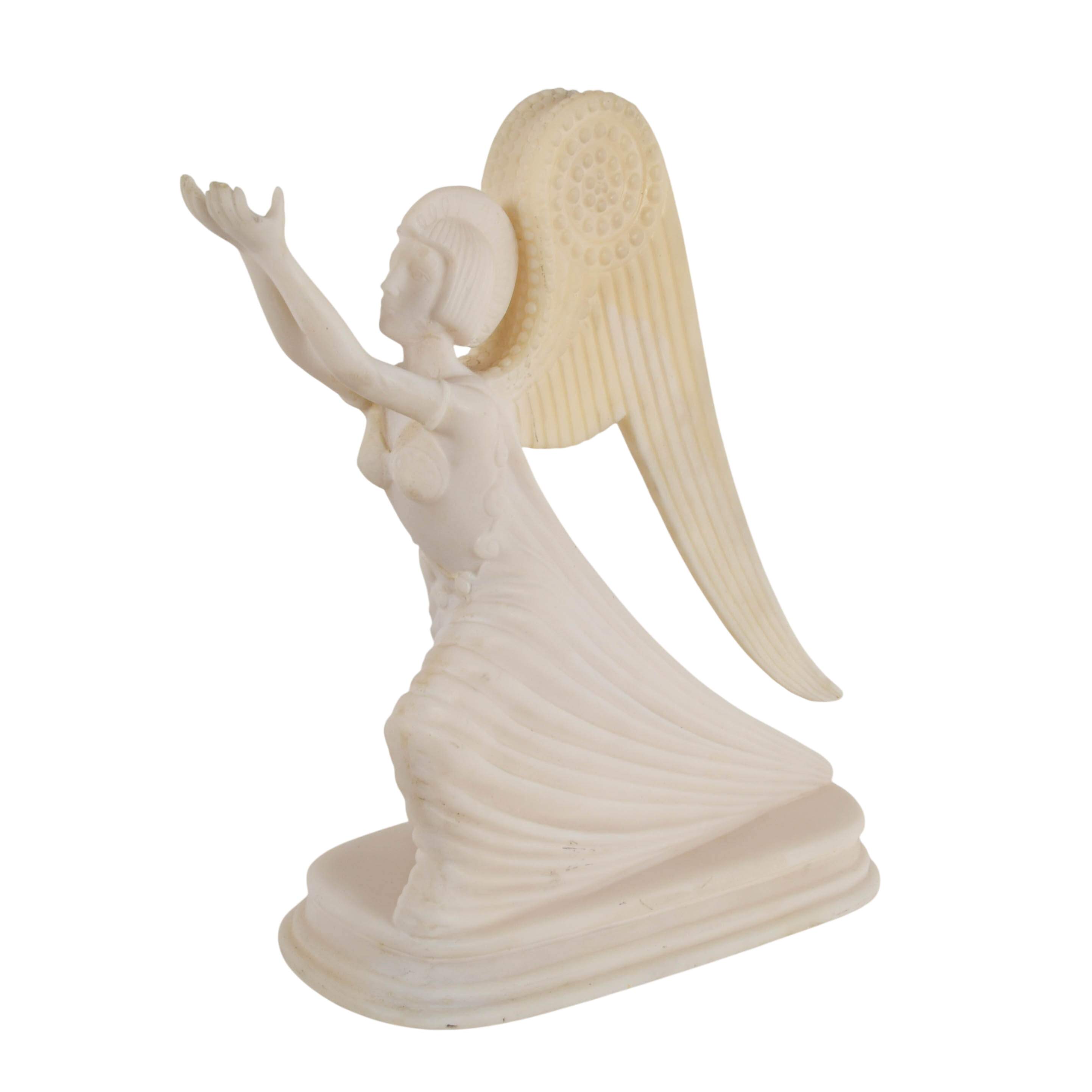 Art Deco-Style Alabaster Powder in Resin Angel Statue-3