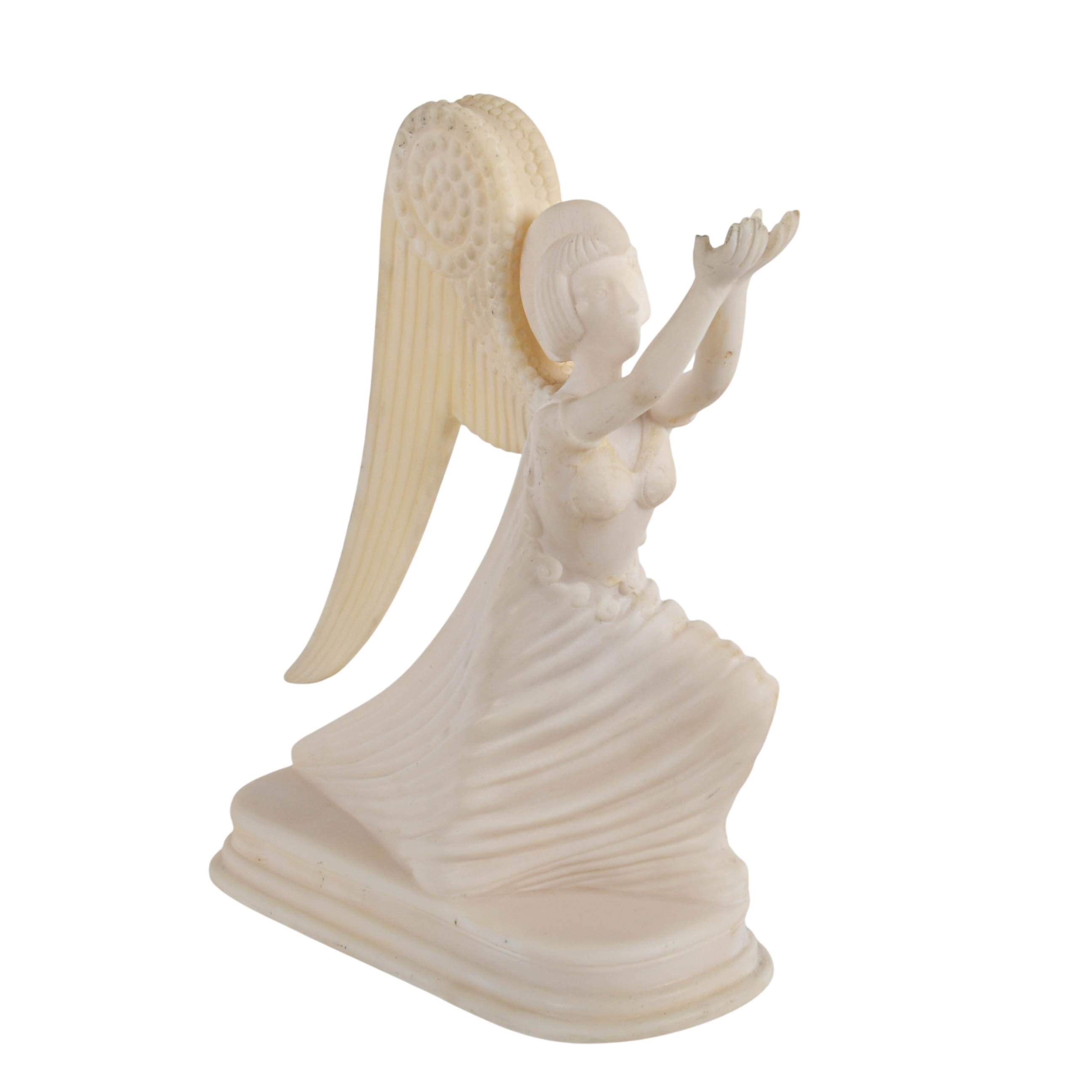 Art Deco-Style Alabaster Powder in Resin Angel Statue-1