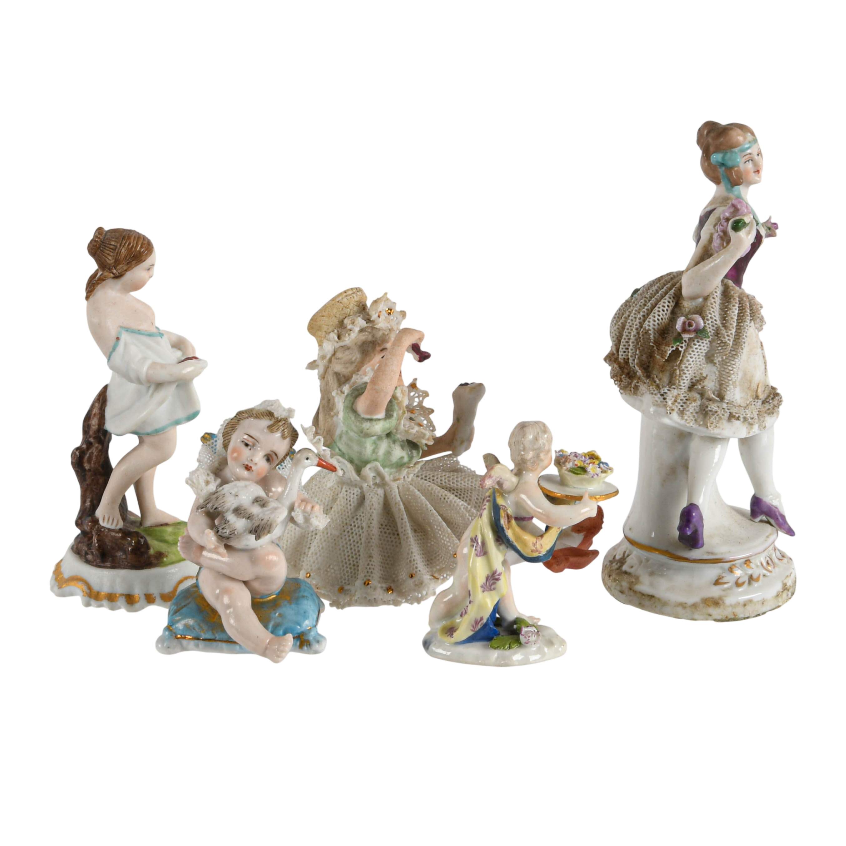 Grouping of Five Figural Miniature Figurines-4