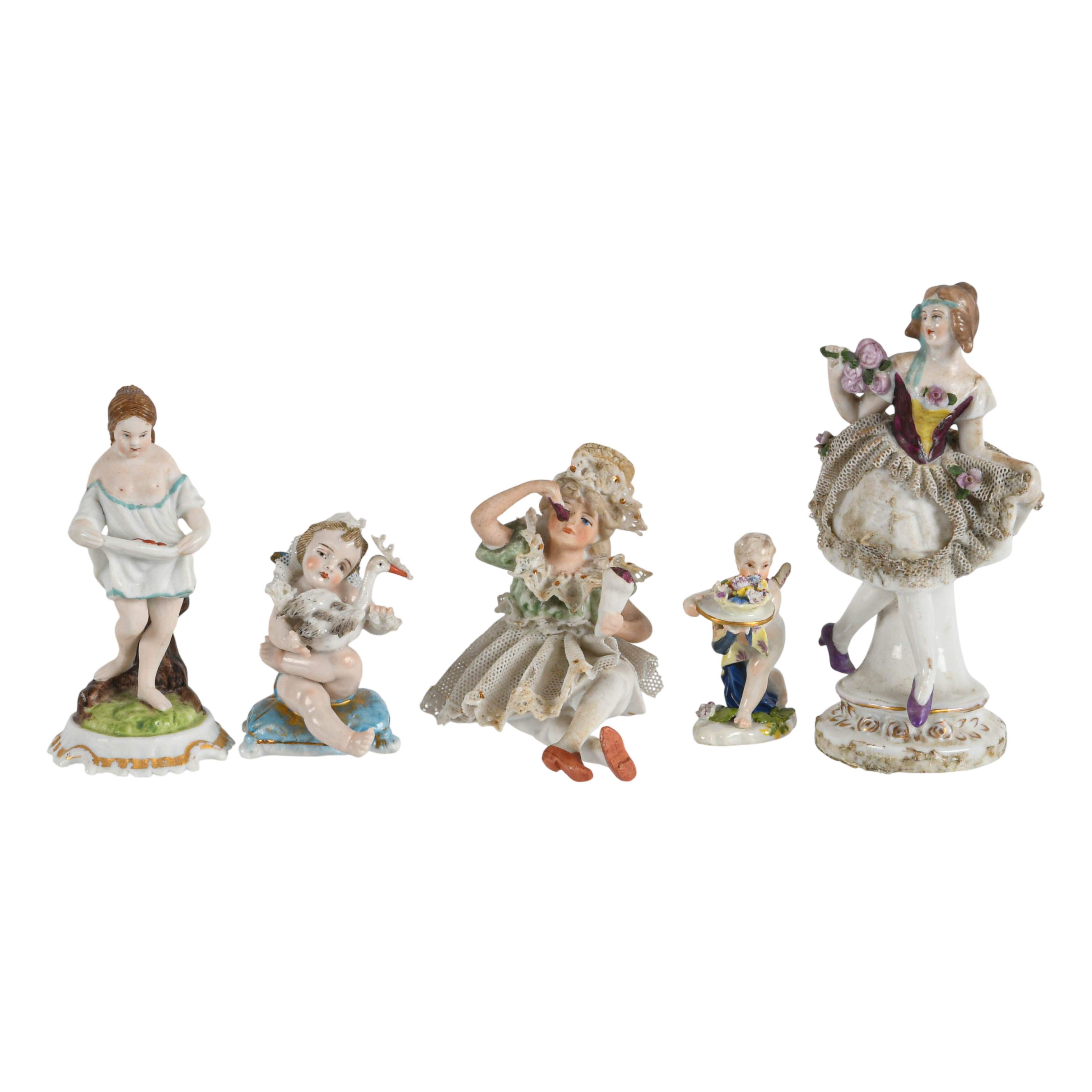 Grouping of Five Figural Miniature Figurines-1