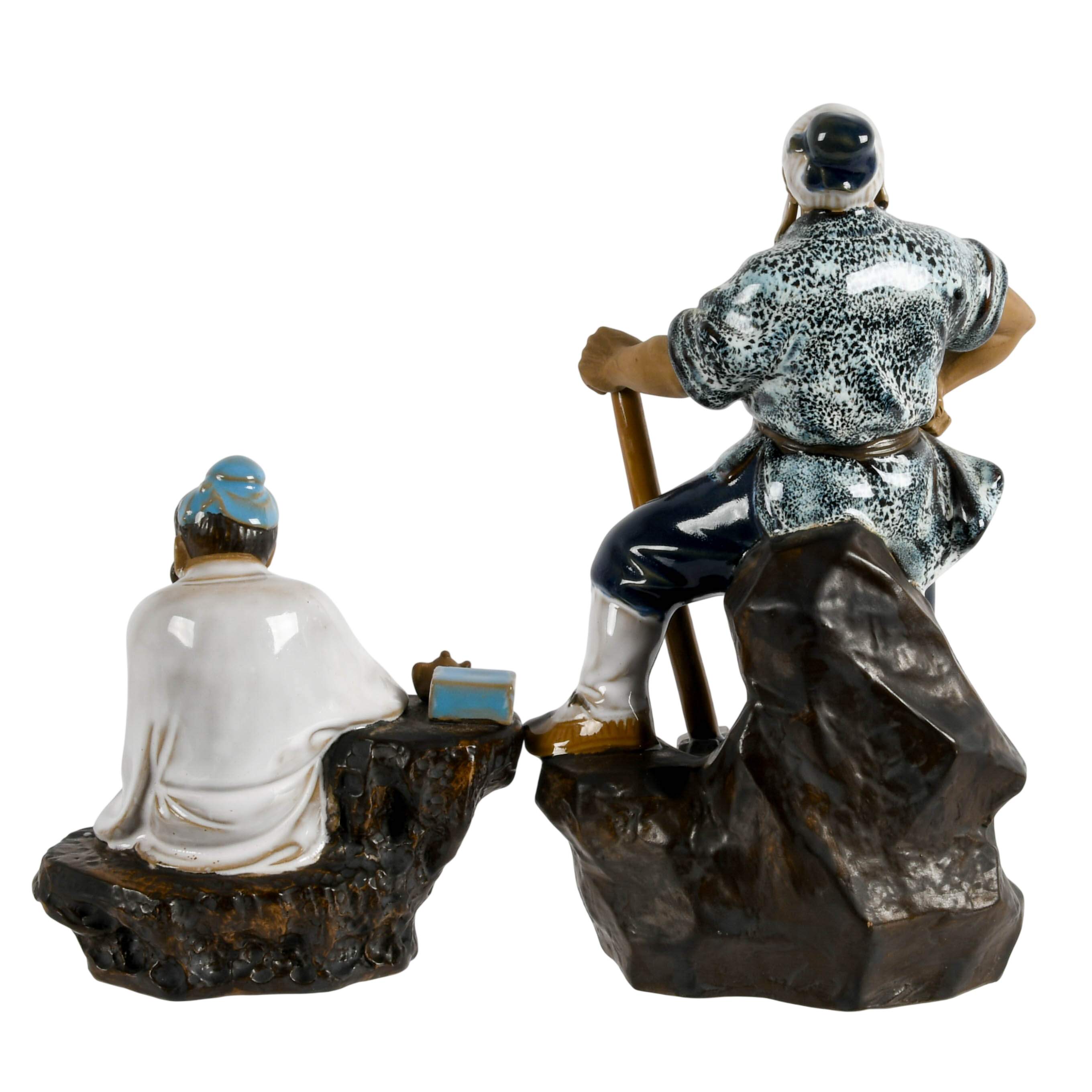 Group of Two Glazed Chinese Mudmen Figures-6