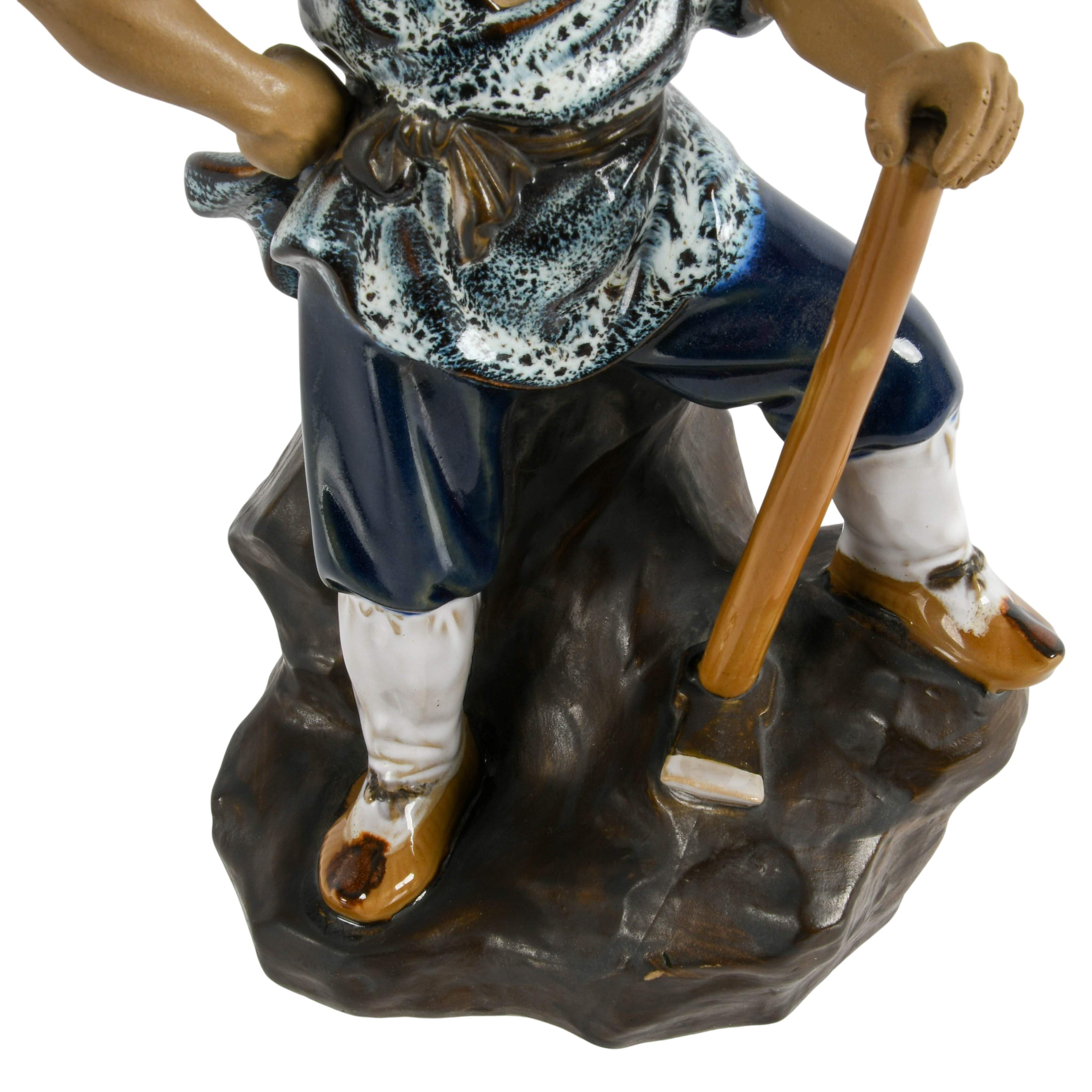 Group of Two Glazed Chinese Mudmen Figures-3