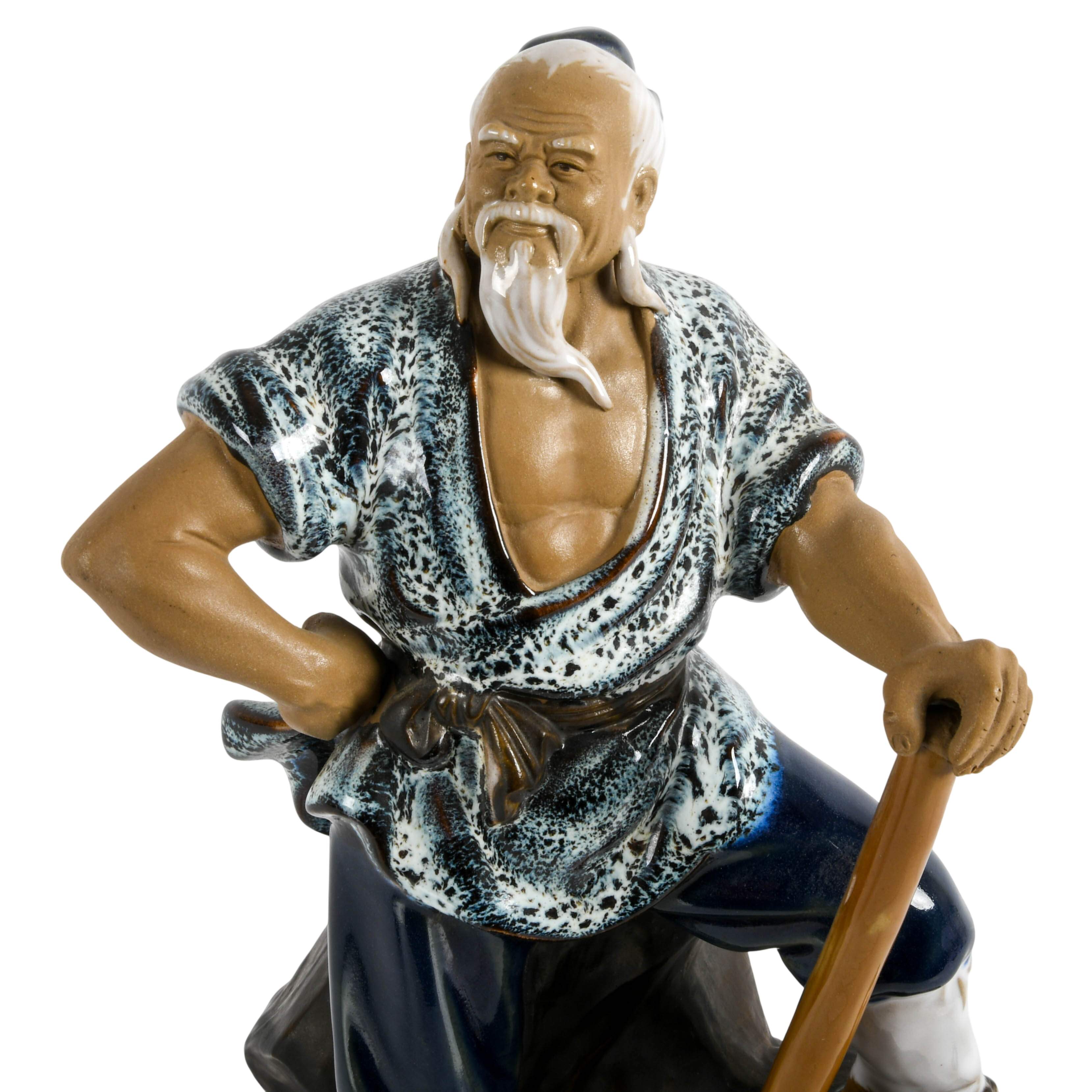 Group of Two Glazed Chinese Mudmen Figures-2