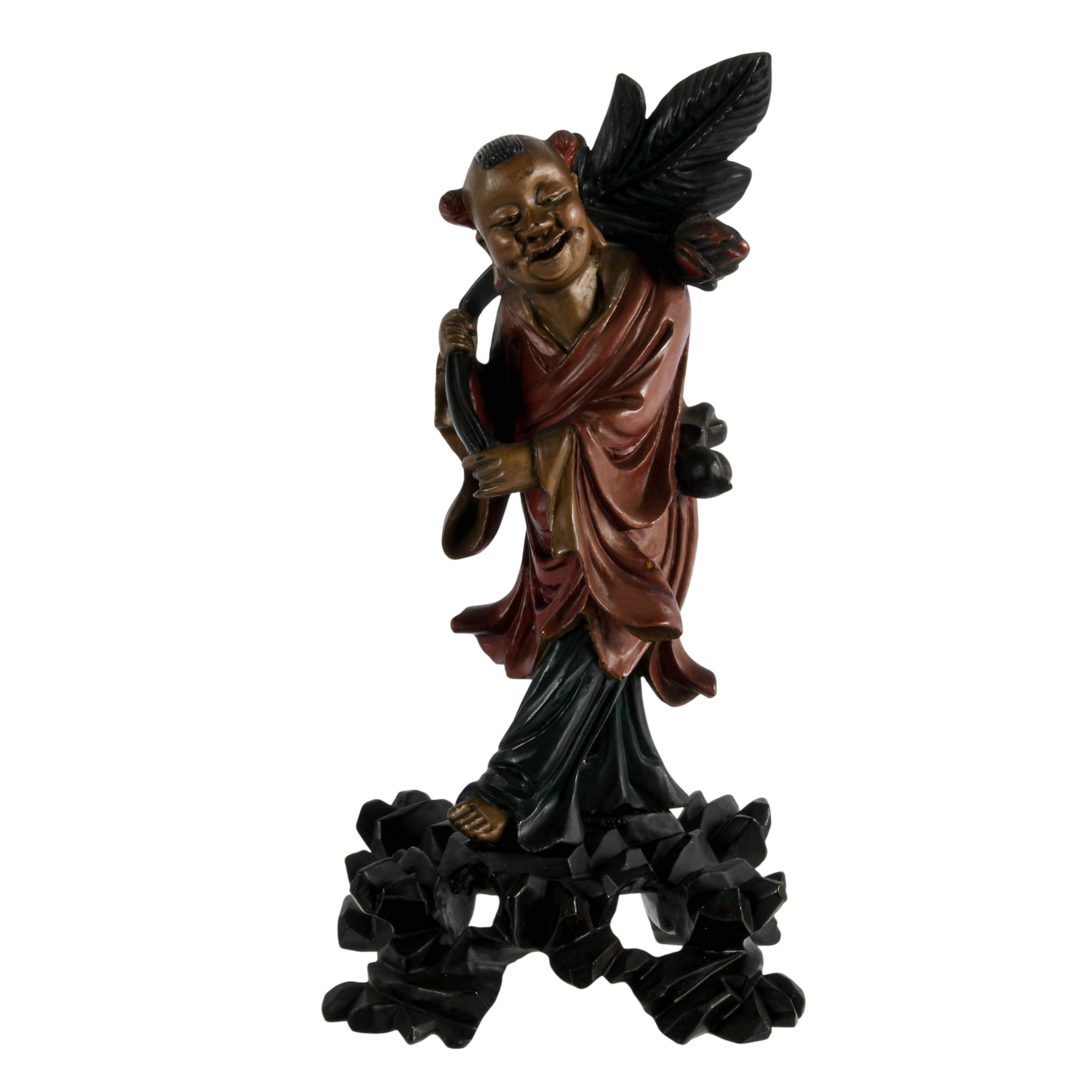 Antique Chinese Fuzhou Lacquer Wood Figure-1