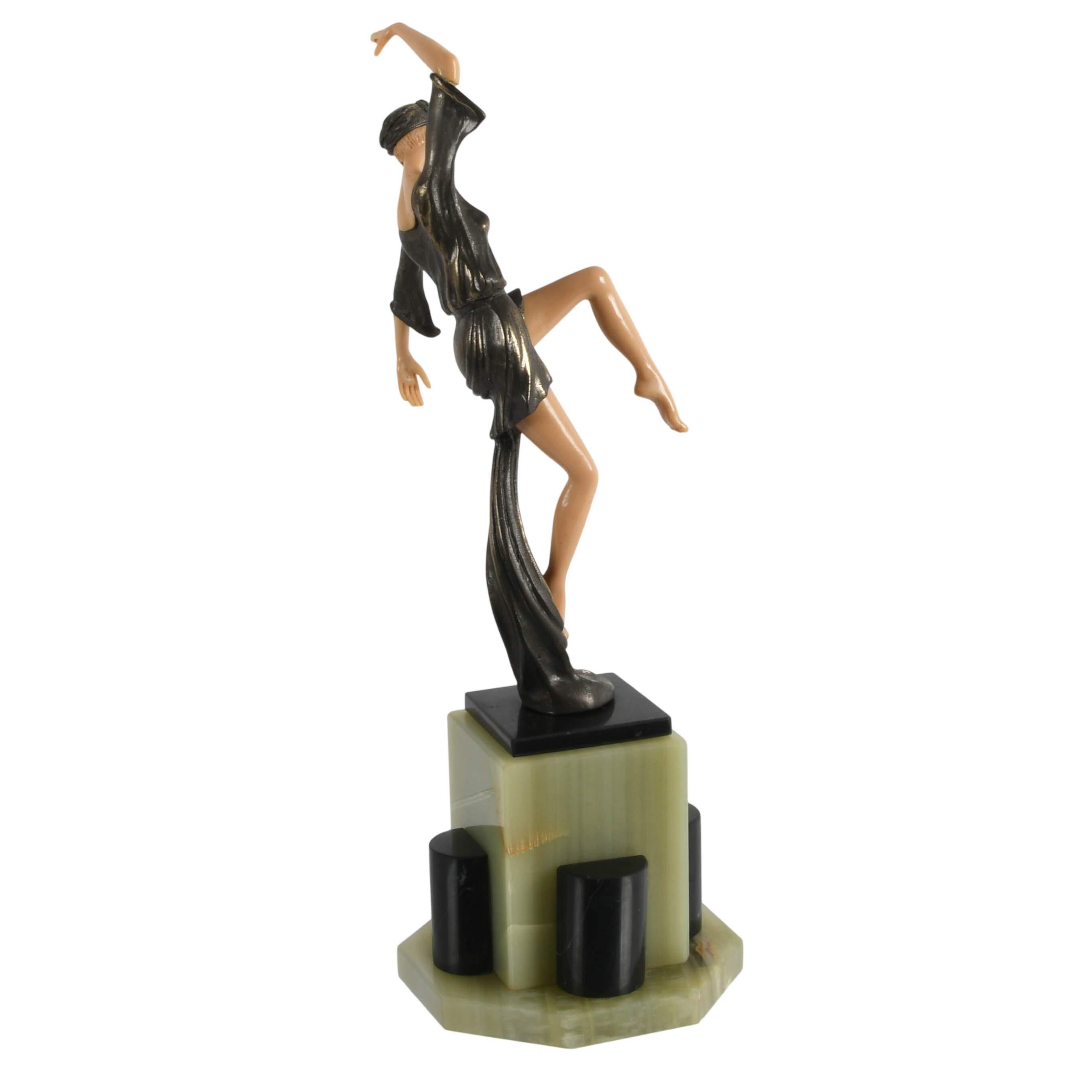 Bronze, Celluloid and Onyx "Autumn Dancer" Sculpture After Ferdinand Preiss-7