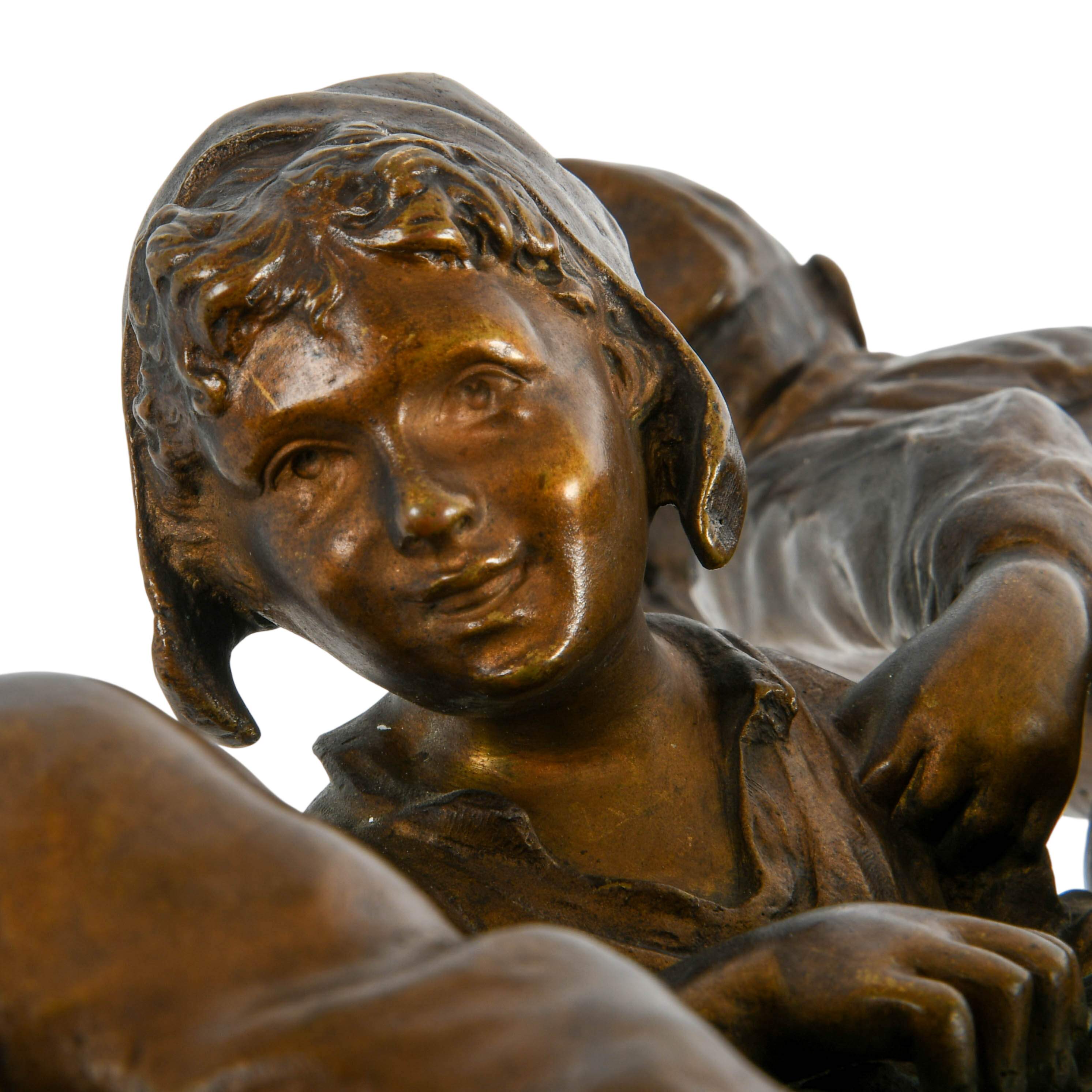 Signed Bronze Sculpture "Sur Les Ruines" After Joseph D'Aste-7