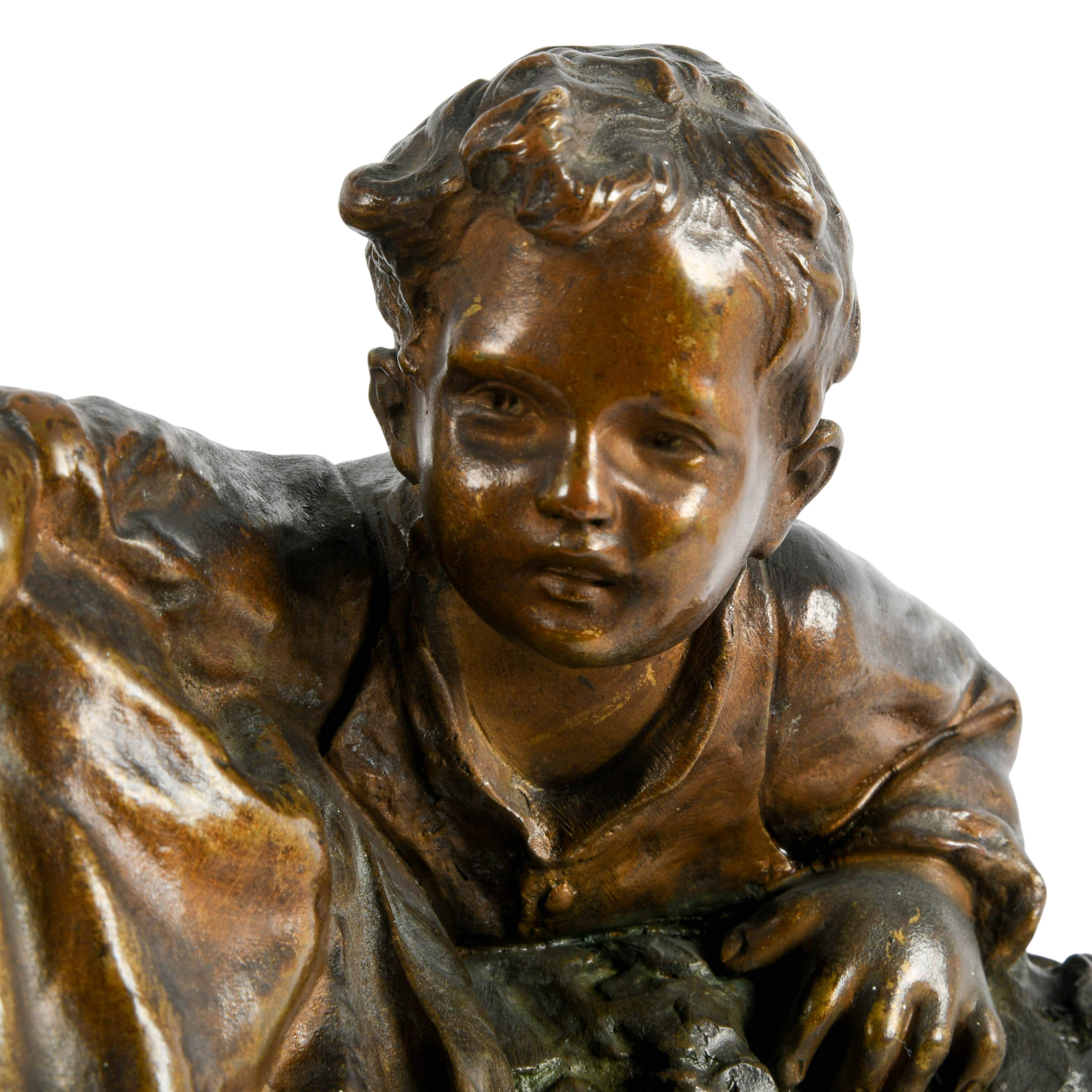 Signed Bronze Sculpture "Sur Les Ruines" After Joseph D'Aste-4