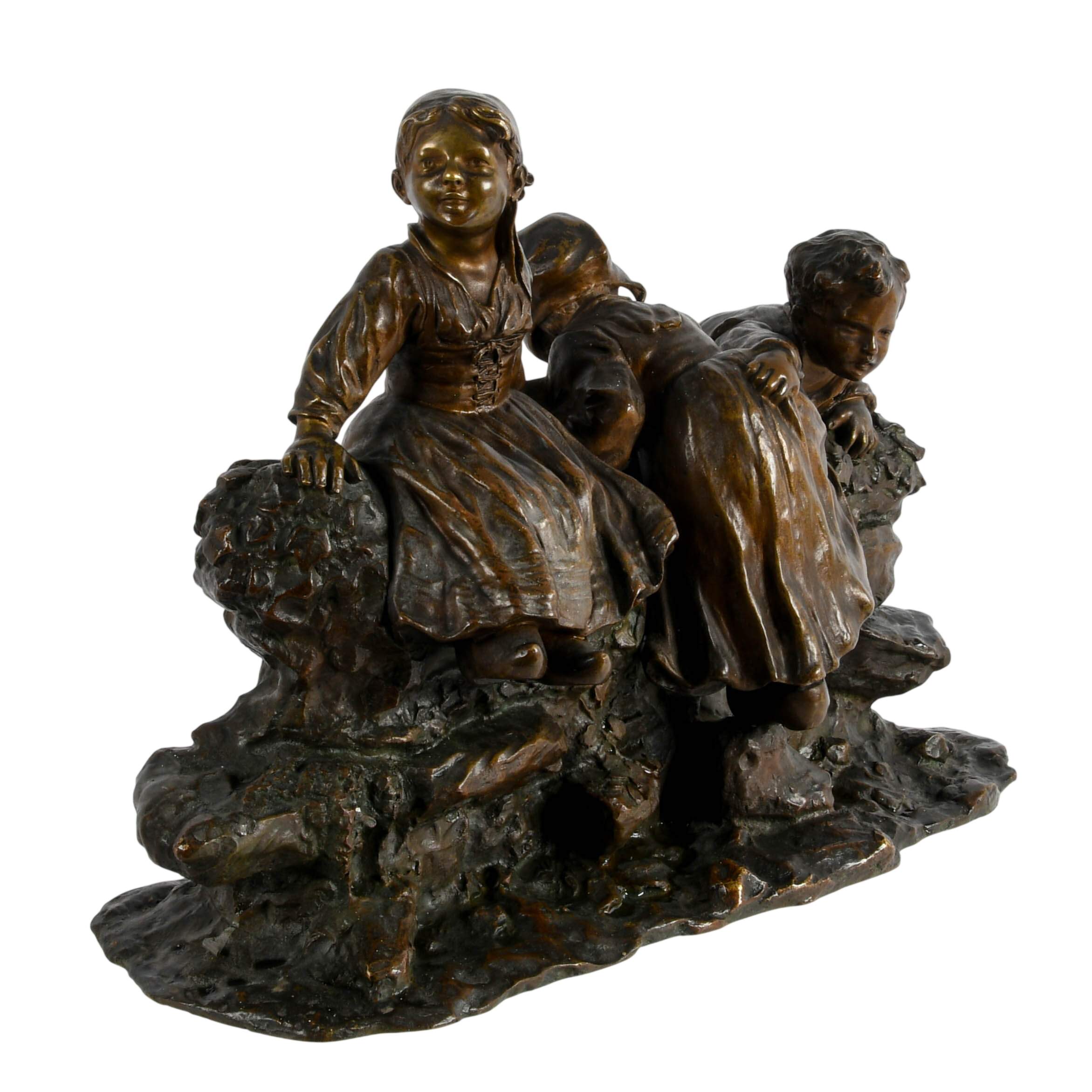 Signed Bronze Sculpture "Sur Les Ruines" After Joseph D'Aste-2