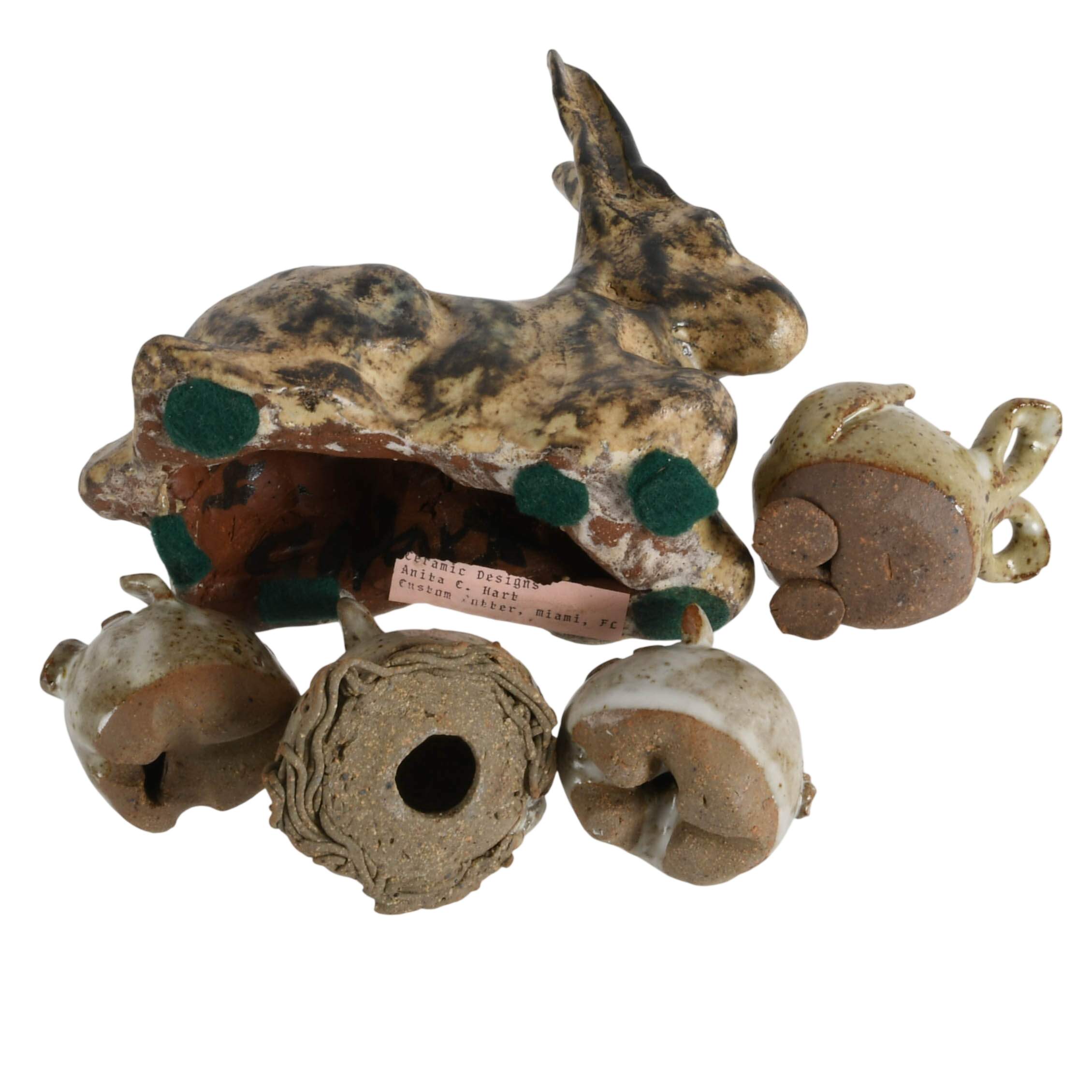 Lot of Five Studio Pottery Animals-9