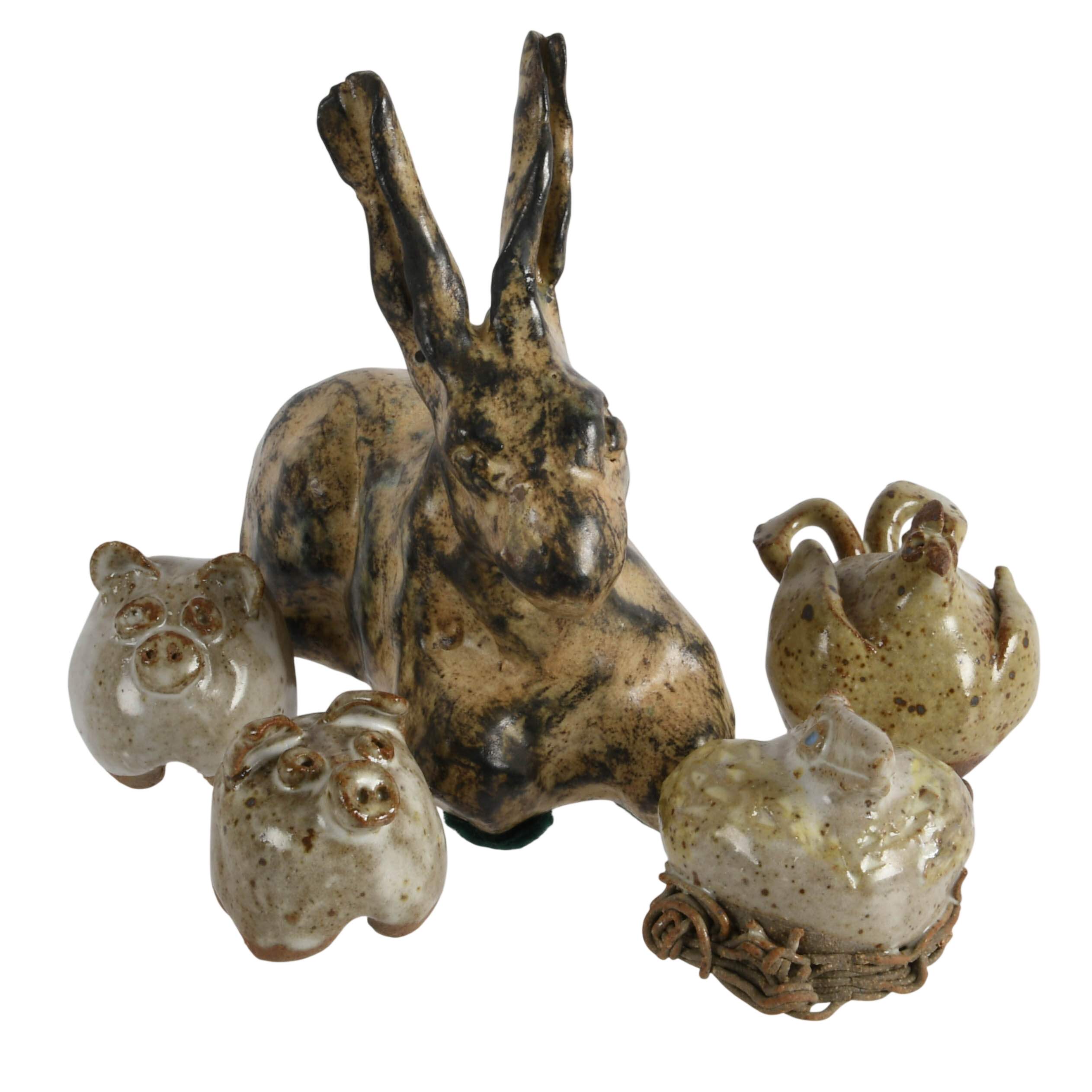 Lot of Five Studio Pottery Animals-1