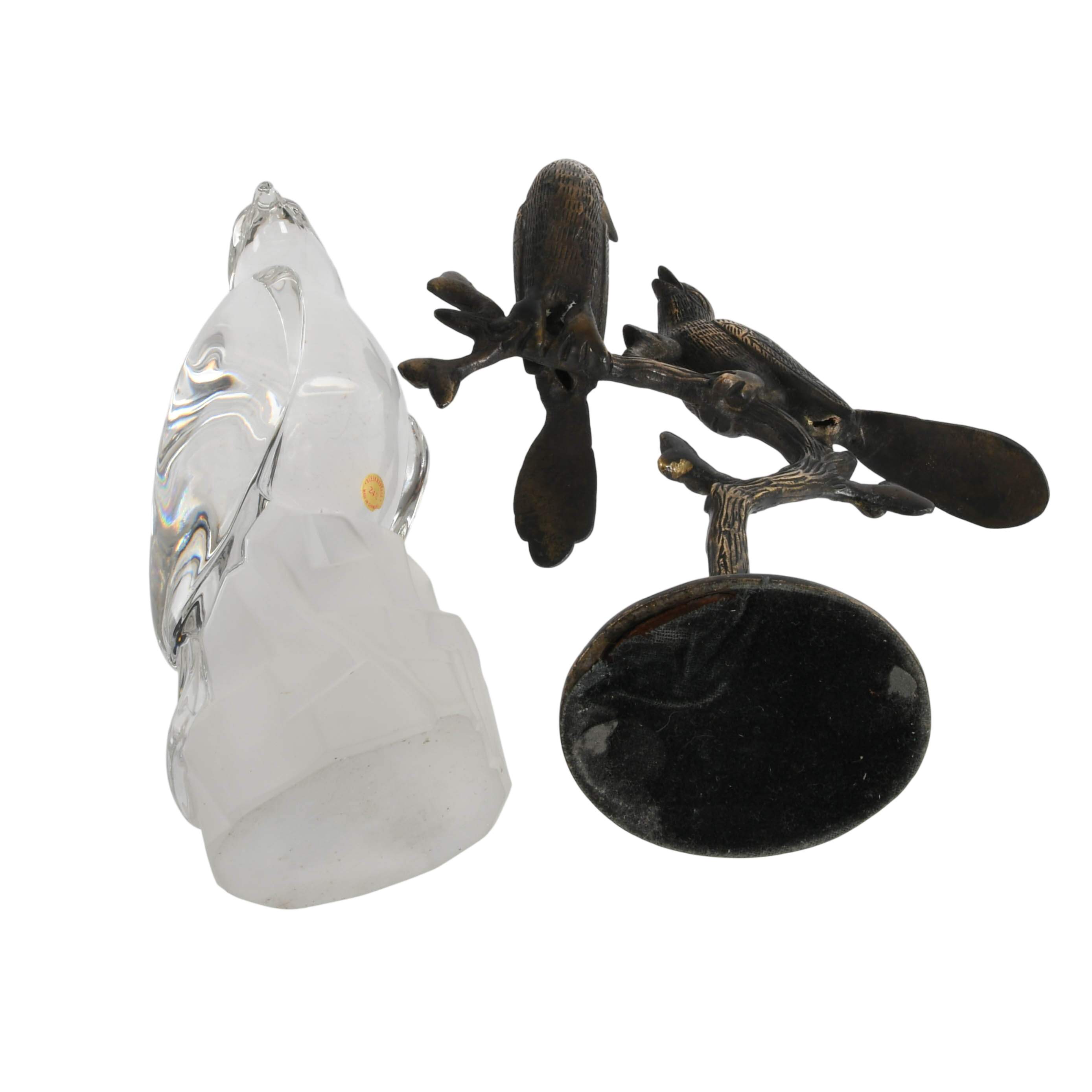Pair of Decorative Bird Figurines; Love Birds on Branch and Bleikrist Eagle-12
