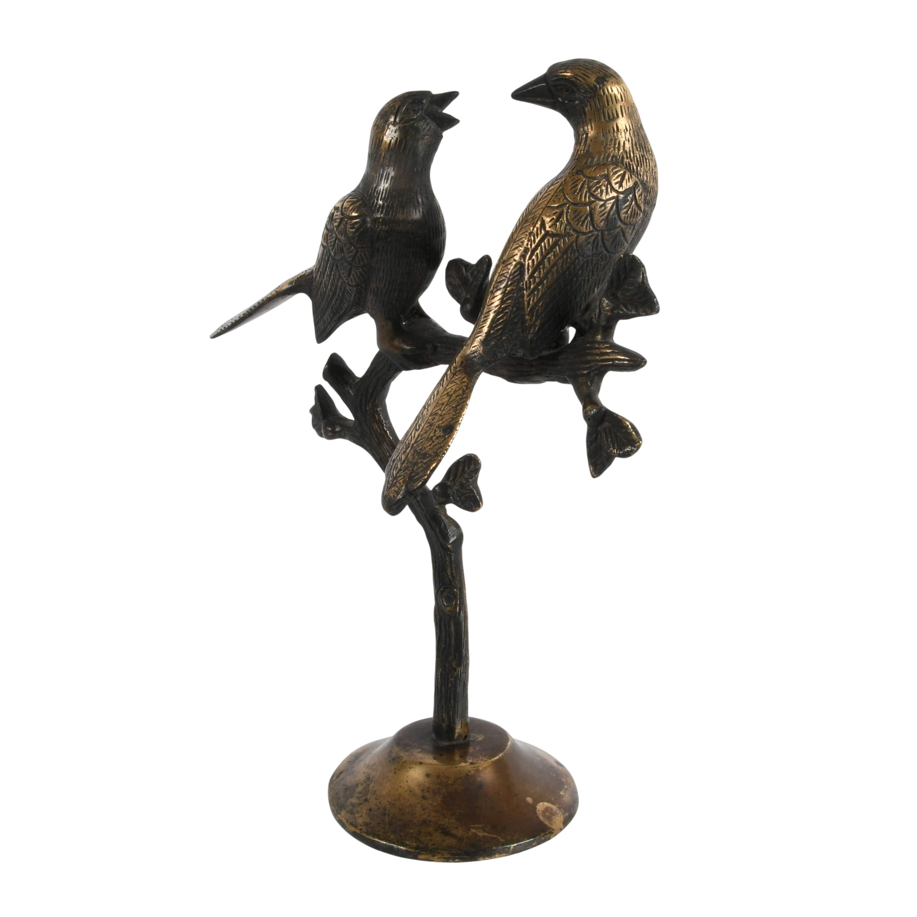 Pair of Decorative Bird Figurines; Love Birds on Branch and Bleikrist Eagle-6