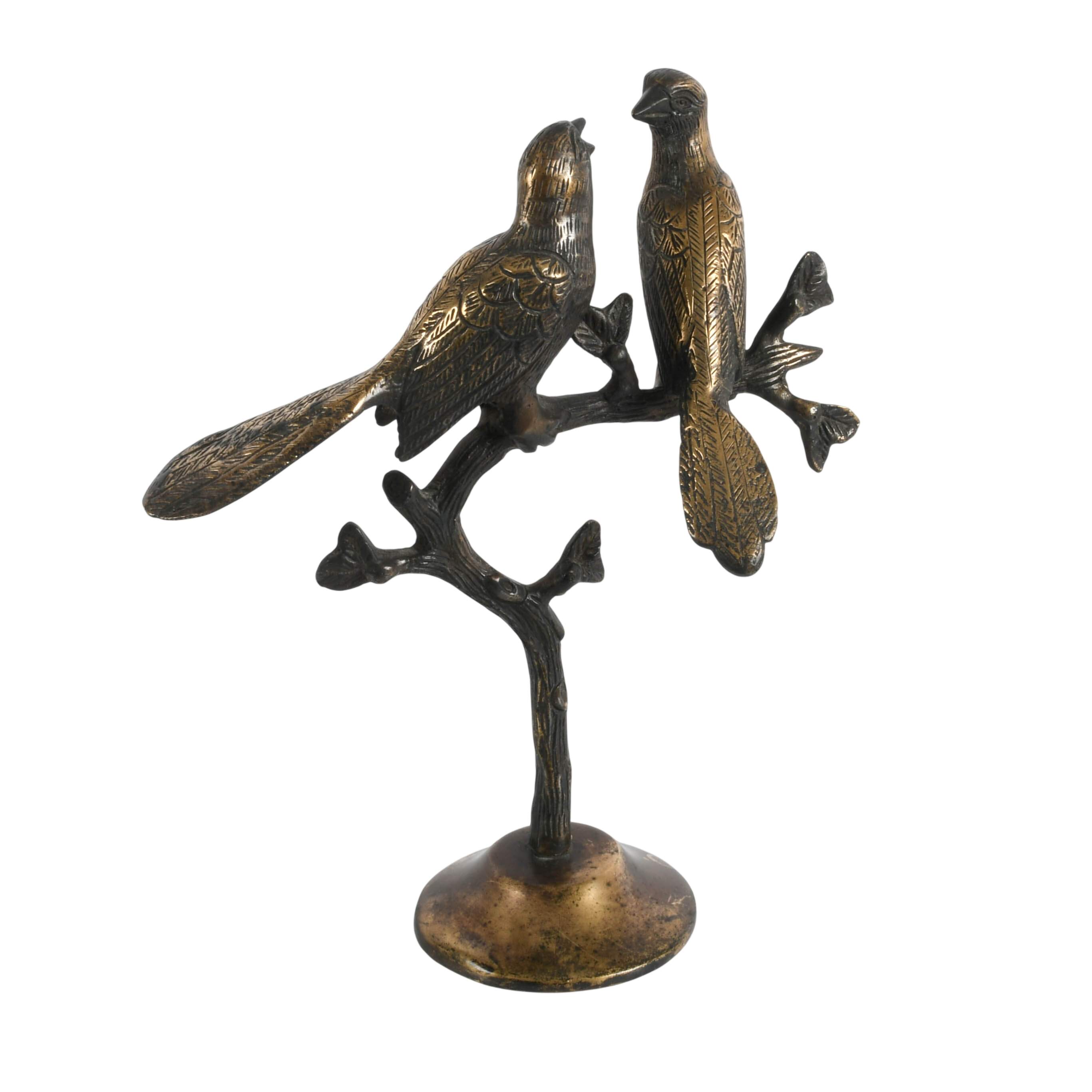 Pair of Decorative Bird Figurines; Love Birds on Branch and Bleikrist Eagle-5