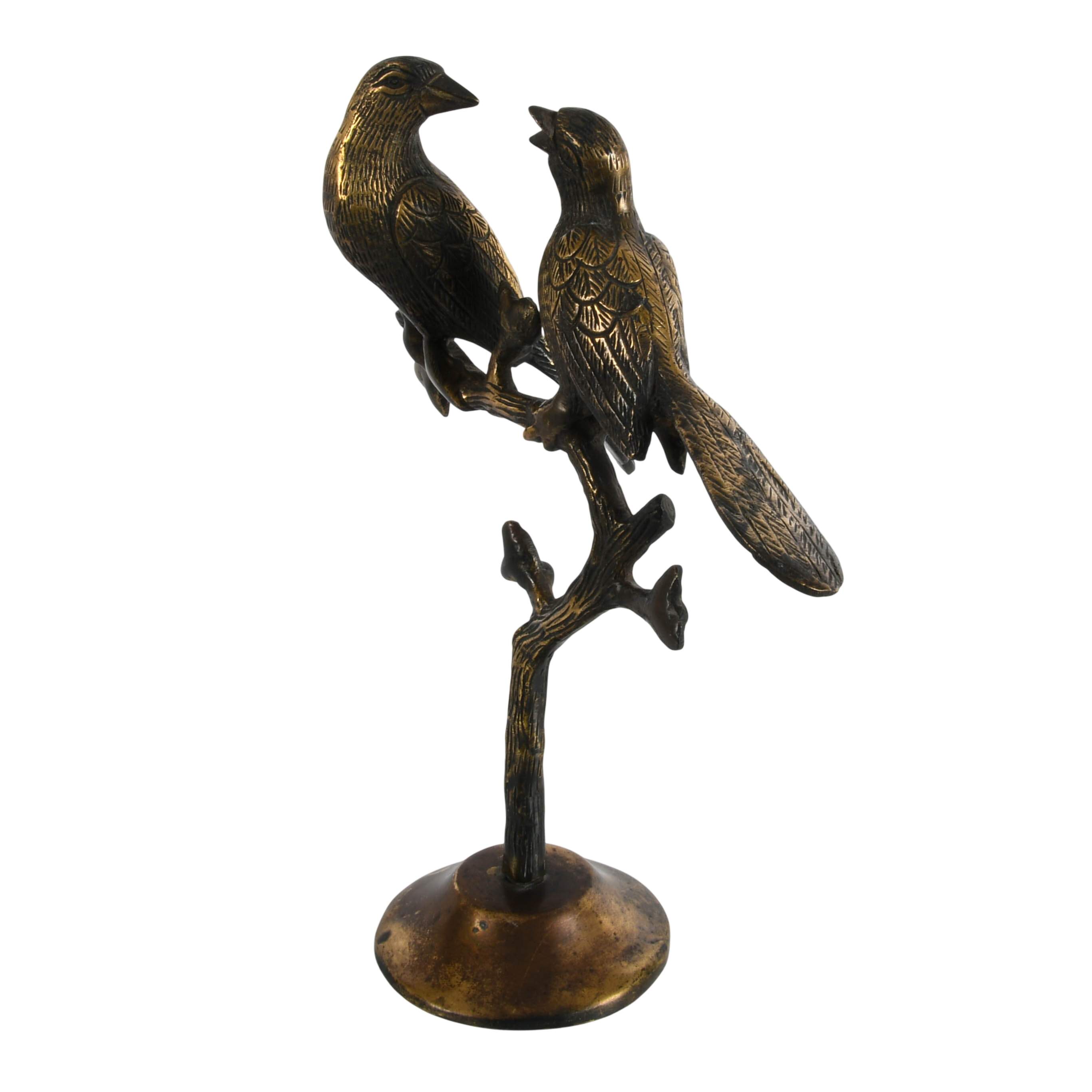 Pair of Decorative Bird Figurines; Love Birds on Branch and Bleikrist Eagle-4