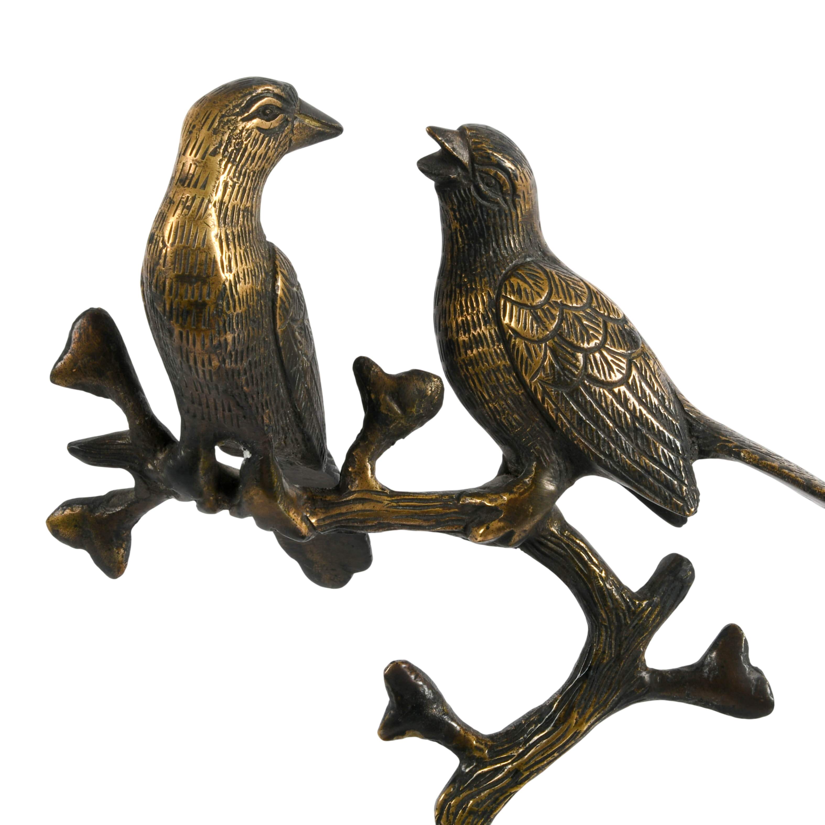 Pair of Decorative Bird Figurines; Love Birds on Branch and Bleikrist Eagle-2
