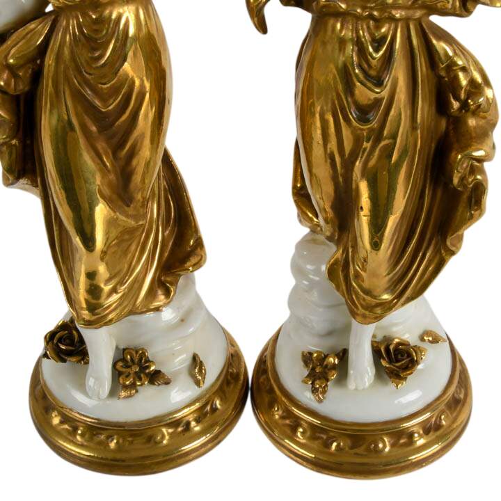 Antique Pair of Continental Porcelain Roman Maiden Figures-9