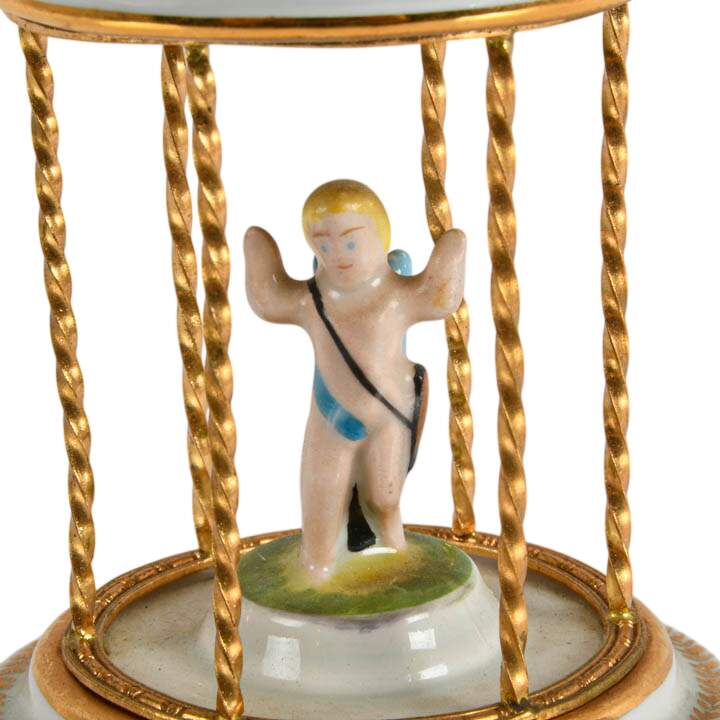 Limoges Porcelain Miniature "Cupid in Cage" Figure-2