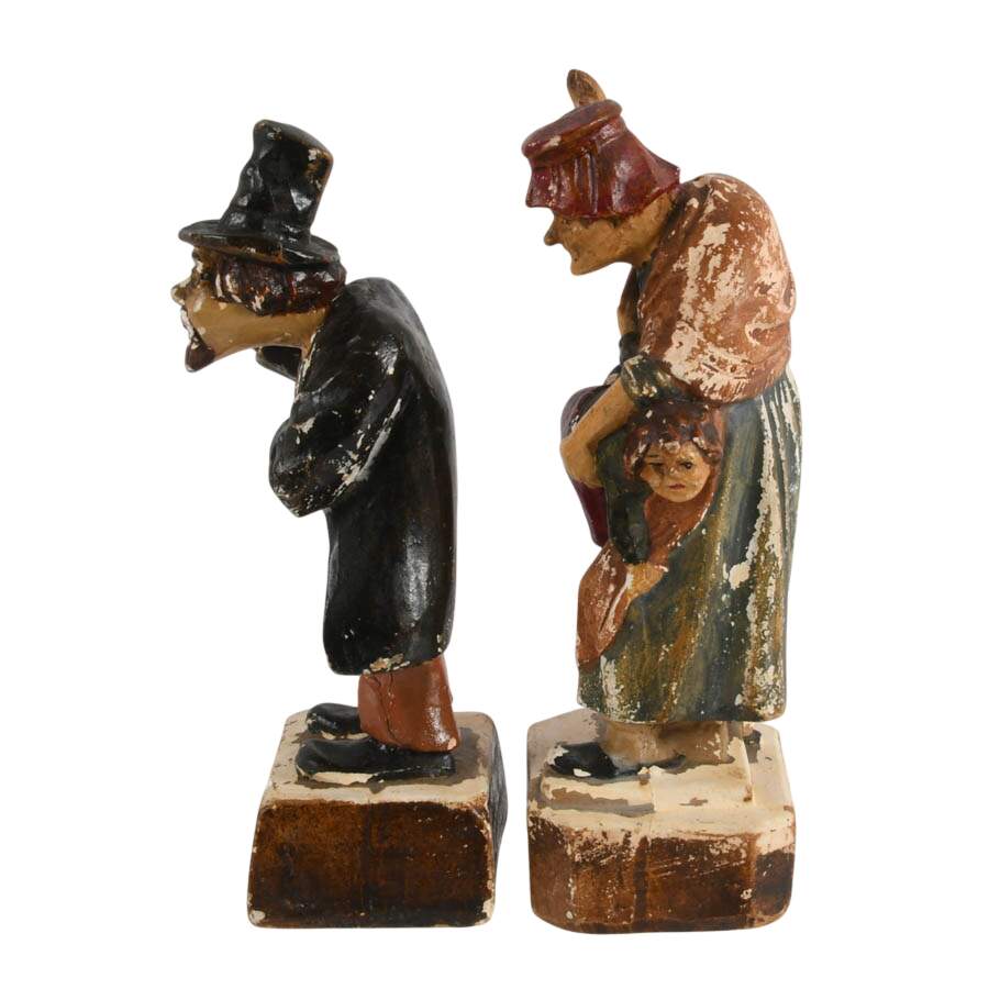 Antique Pair of Plaster Figurines-2