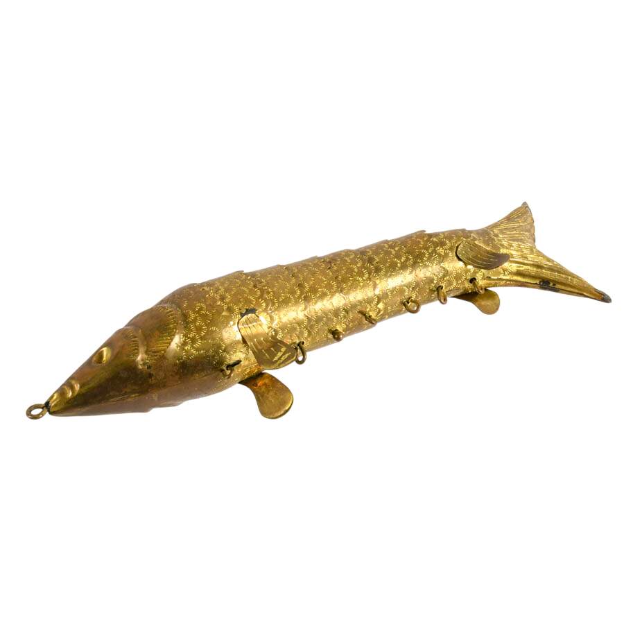 Antique Brass Articulated Fish Statue-8