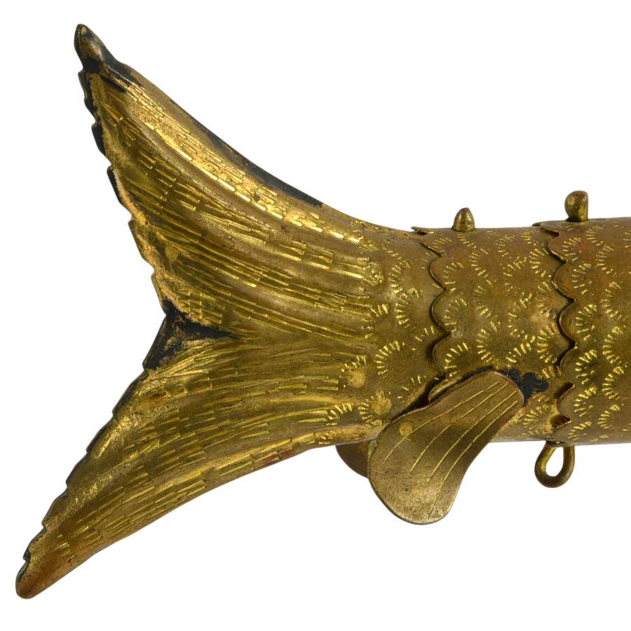 Antique Brass Articulated Fish Statue-6