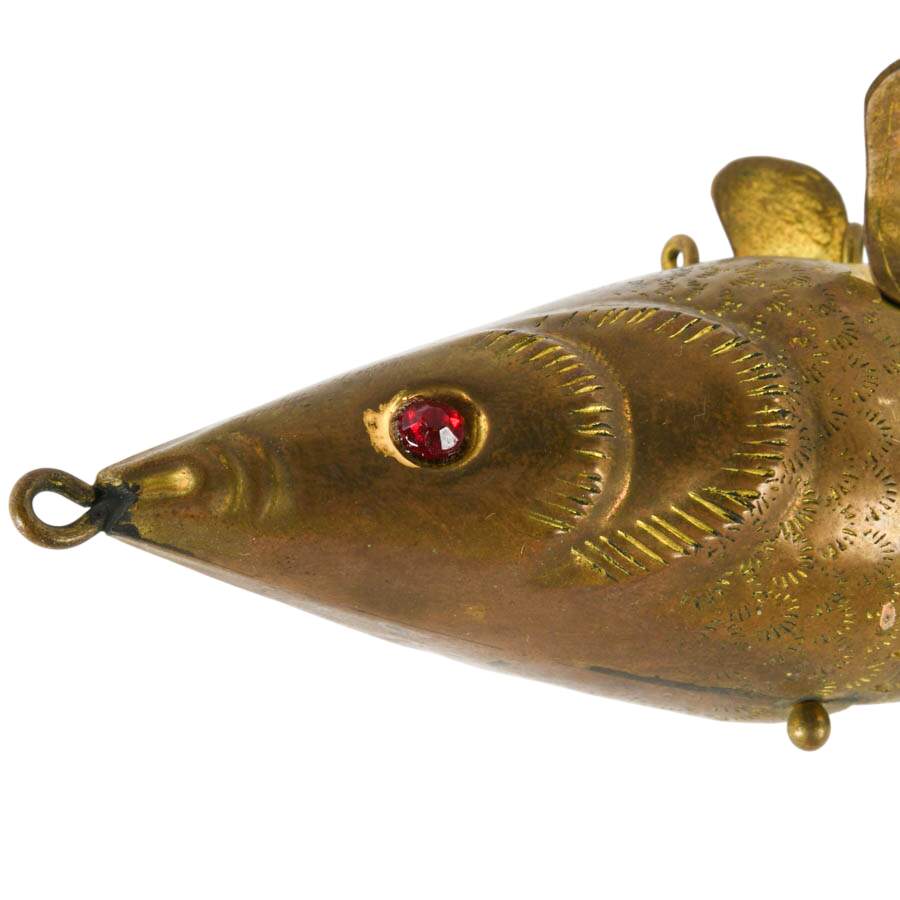 Antique Brass Articulated Fish Statue-5