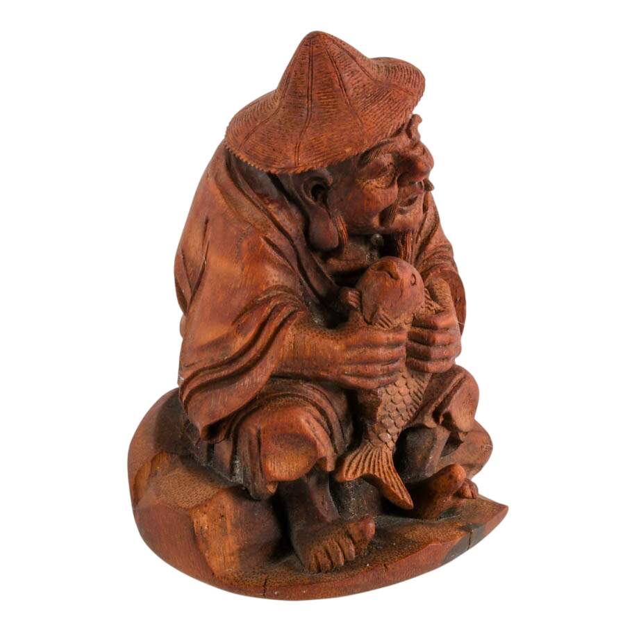 Antique Carved Bamboo Root East Asian Deity Figure-7