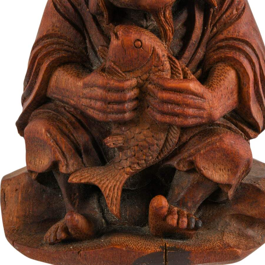 Antique Carved Bamboo Root East Asian Deity Figure-3