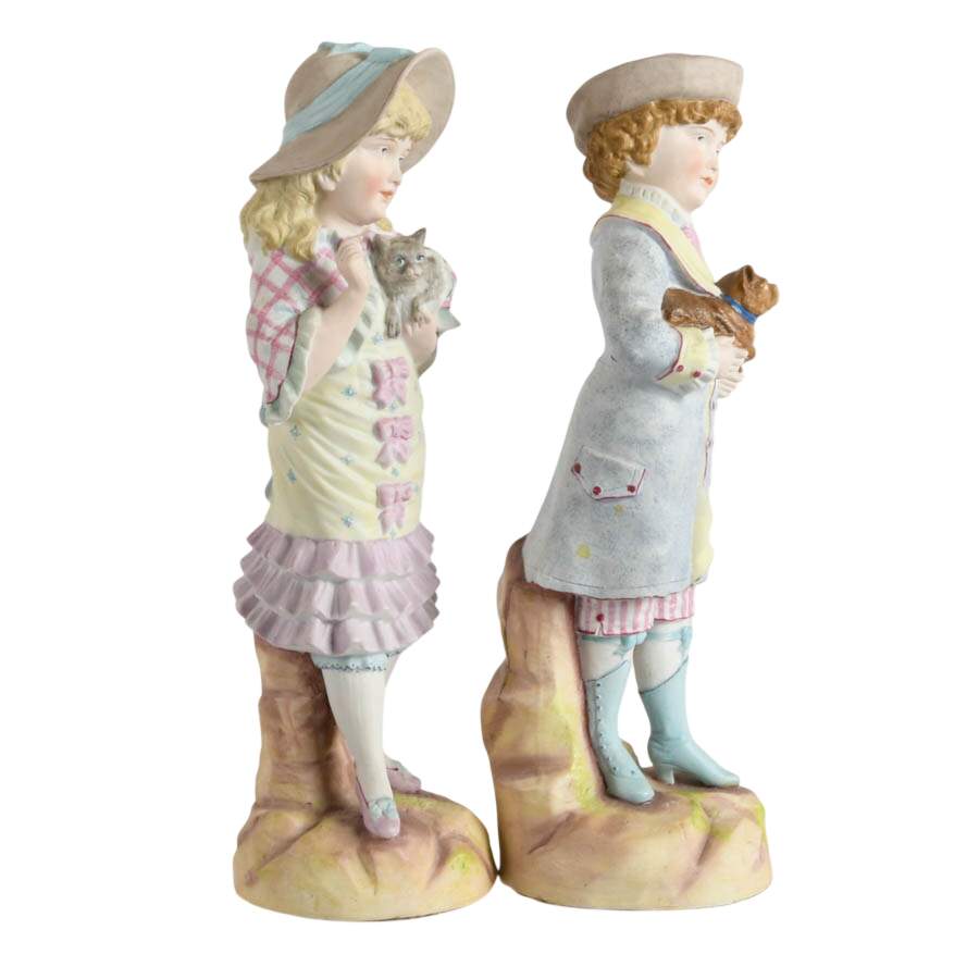 Antique Pair of Child and Companion German Bisque Figures-4