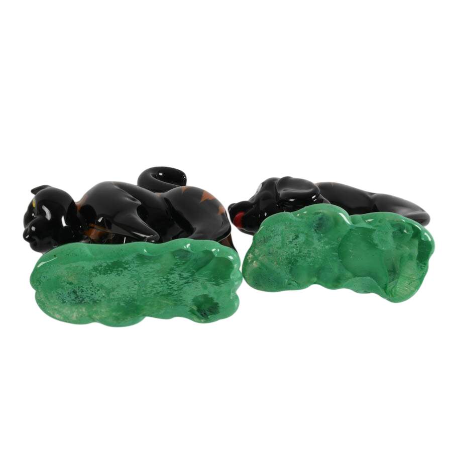Pair of Art Glass Dog and Cat Figures-7