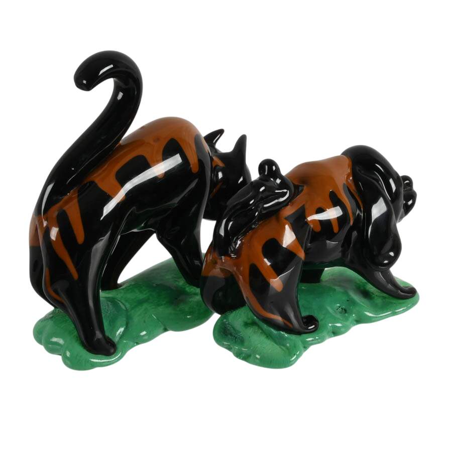 Pair of Art Glass Dog and Cat Figures-4