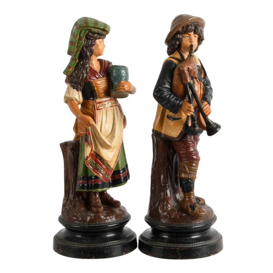 Painted Terracotta Boy and Girl Figures After Uffrecht & Co.-4