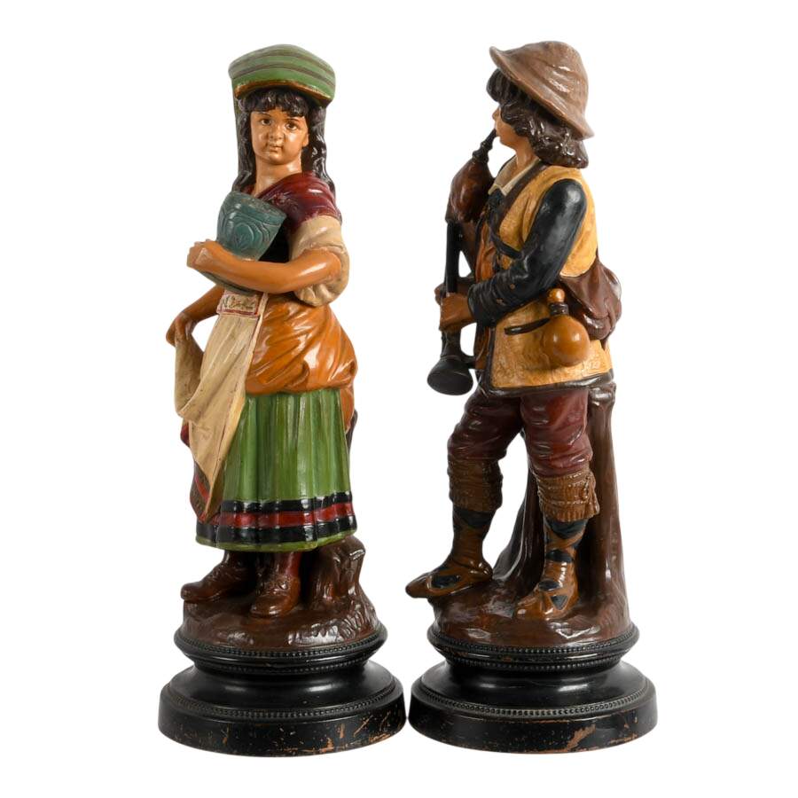Painted Terracotta Boy and Girl Figures After Uffrecht & Co.-2