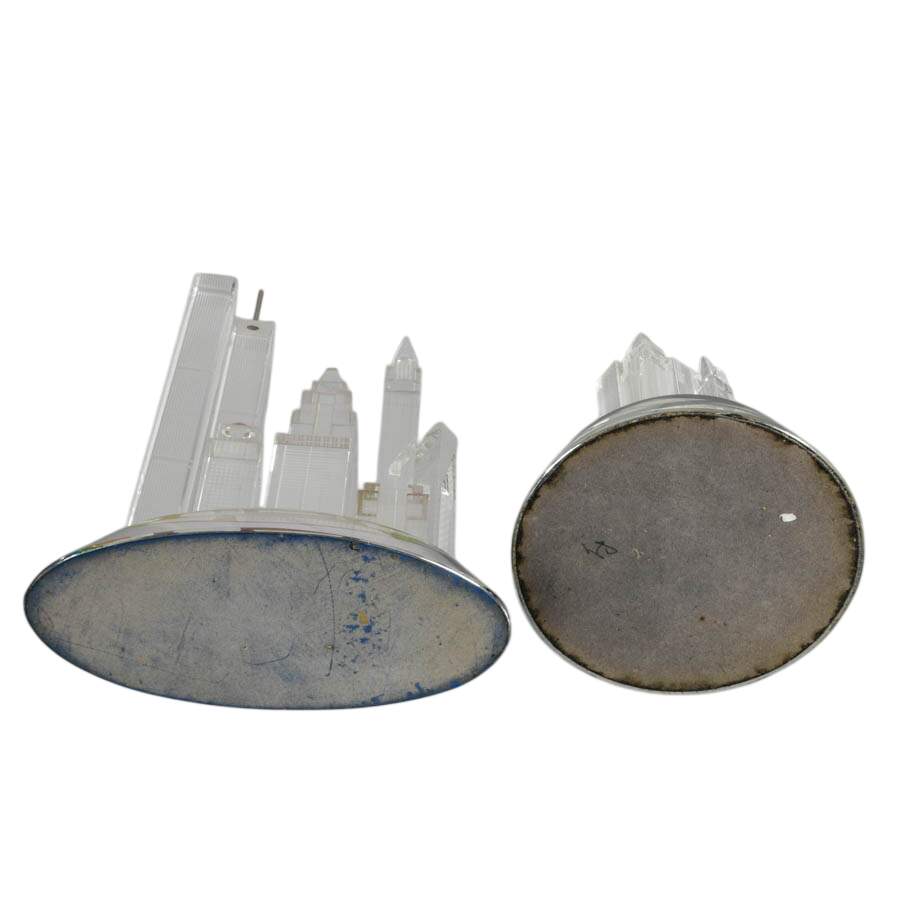 Pair of Fineline Crystal NYC Skyline Figures with Chromatic Bases-7